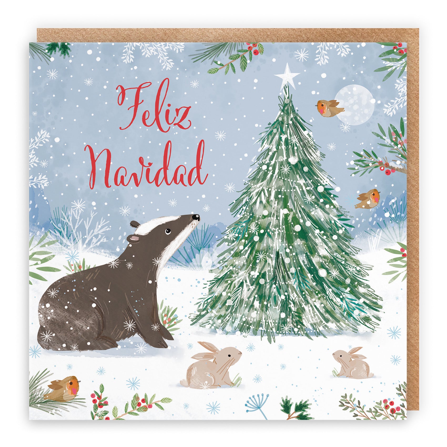 Badger Spanish Christmas Card Nature's Treasures - Default Title (B0CMJB8WXK)