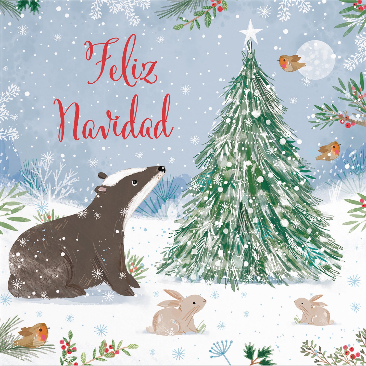 Badger Spanish Christmas Card Nature's Treasures - Default Title (B0CMJB8WXK)