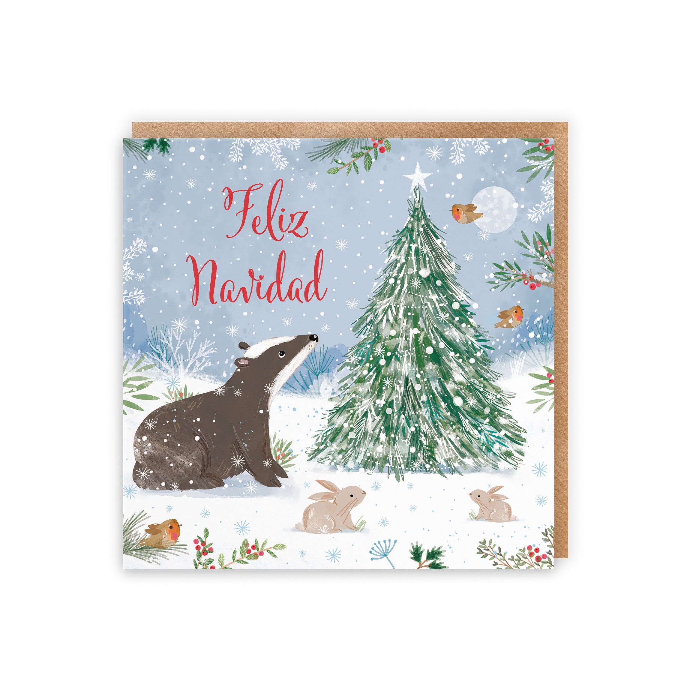 Badger Spanish Christmas Card Nature's Treasures - Default Title (B0CMJB8WXK)