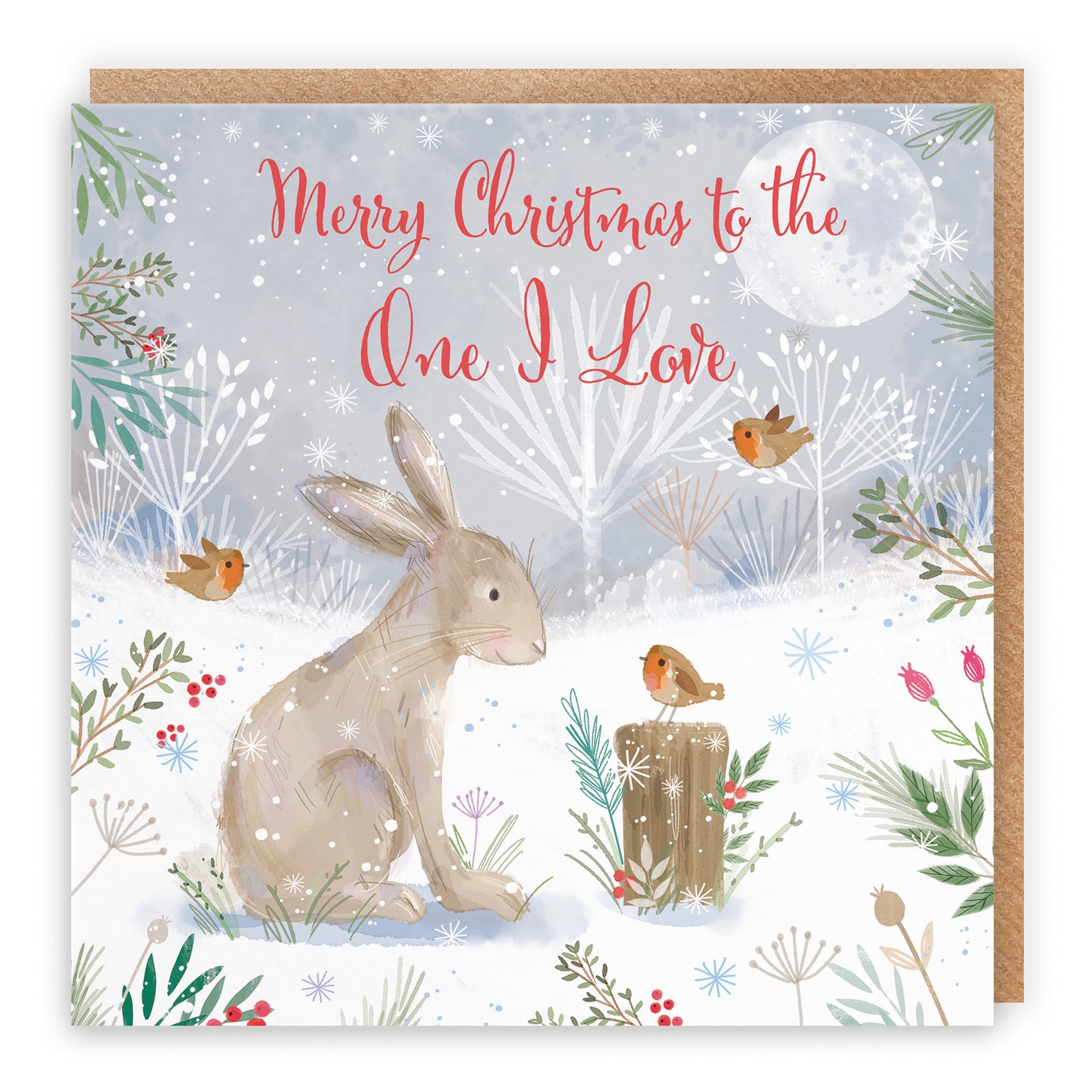 One I Love Cute Hare Christmas Card Nature's Treasures - Default Title (B0CMJBBHN9)