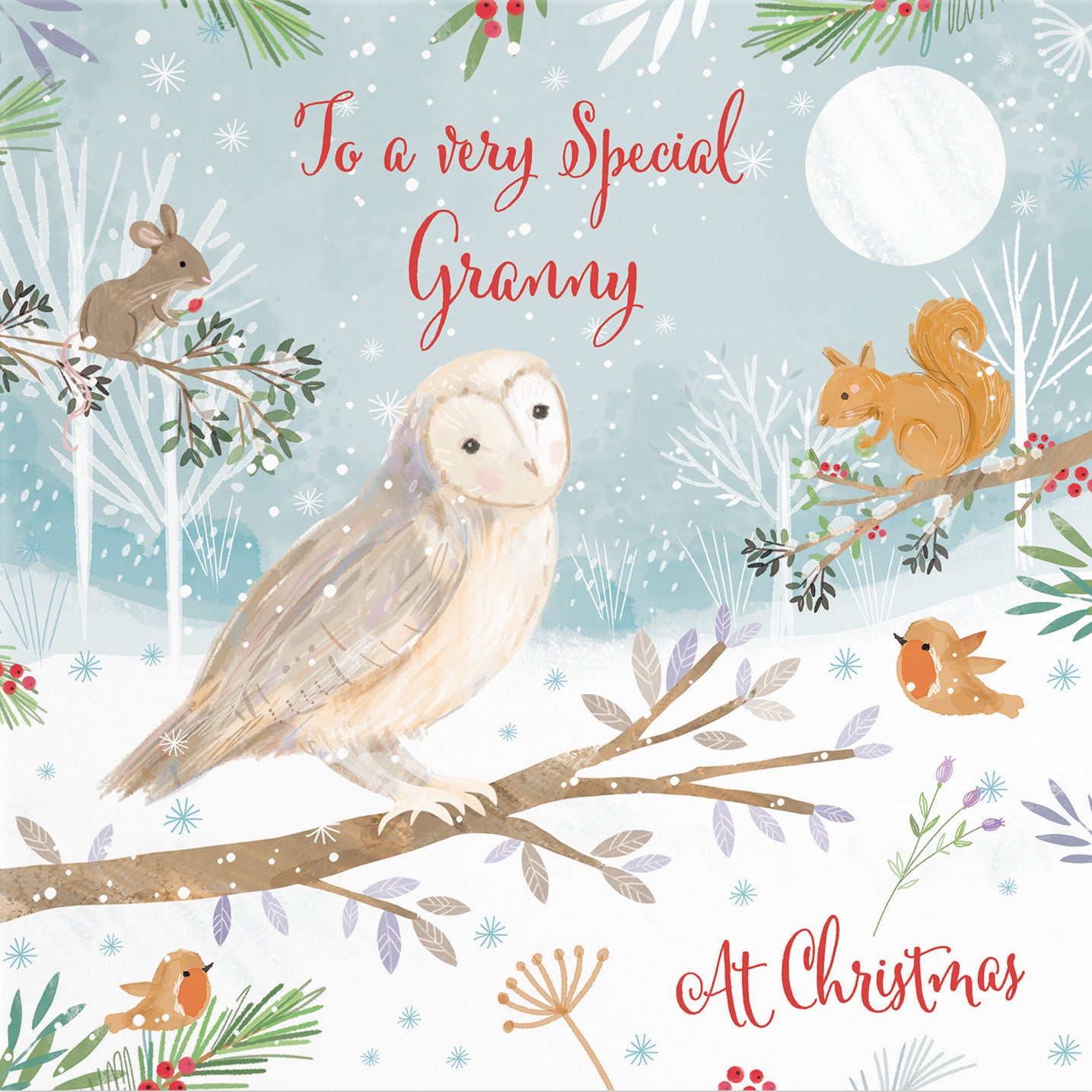 Granny Cute Owl Christmas Card Nature's Treasures - Default Title (B0CMJBJDTT)