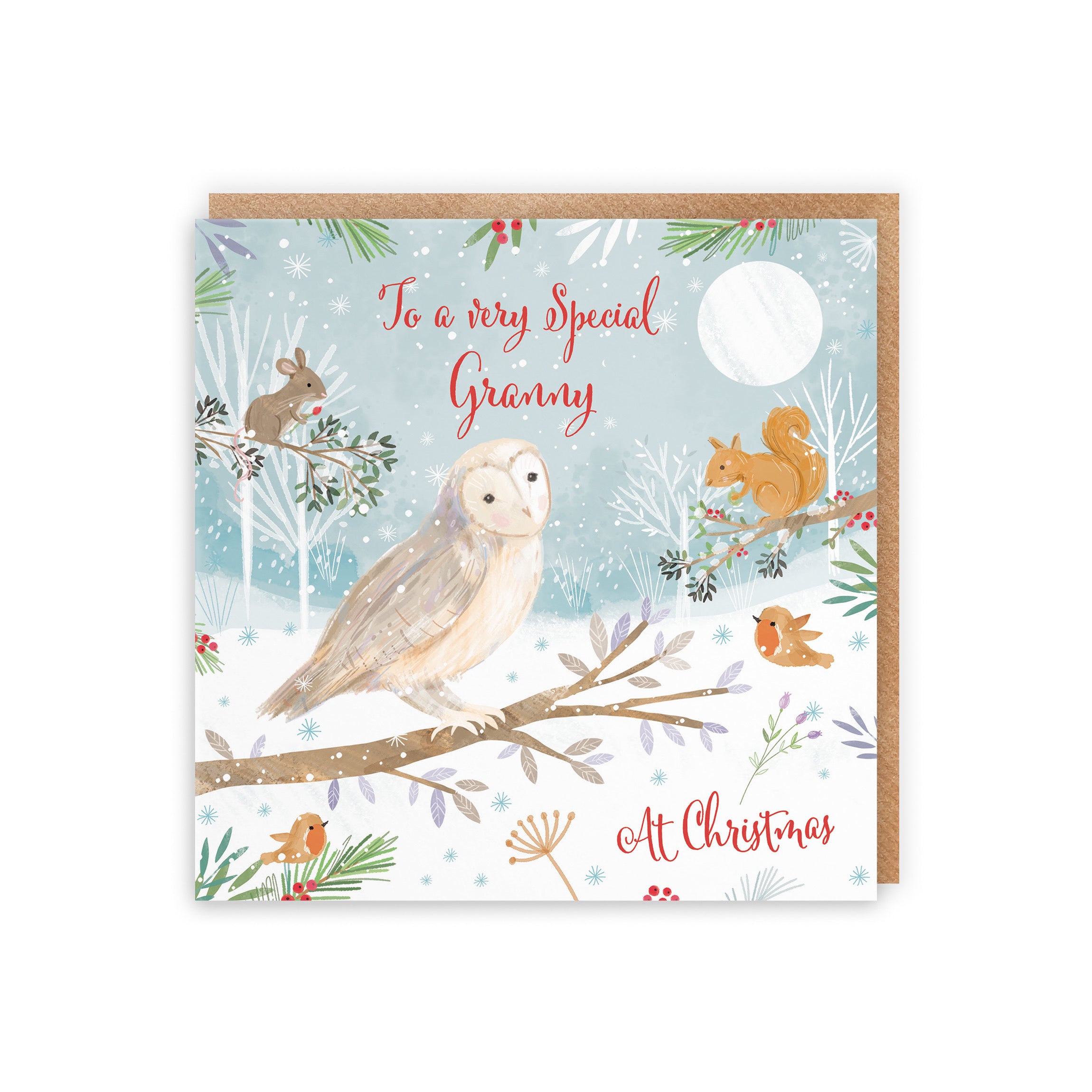 Granny Cute Owl Christmas Card Nature's Treasures - Default Title (B0CMJBJDTT)