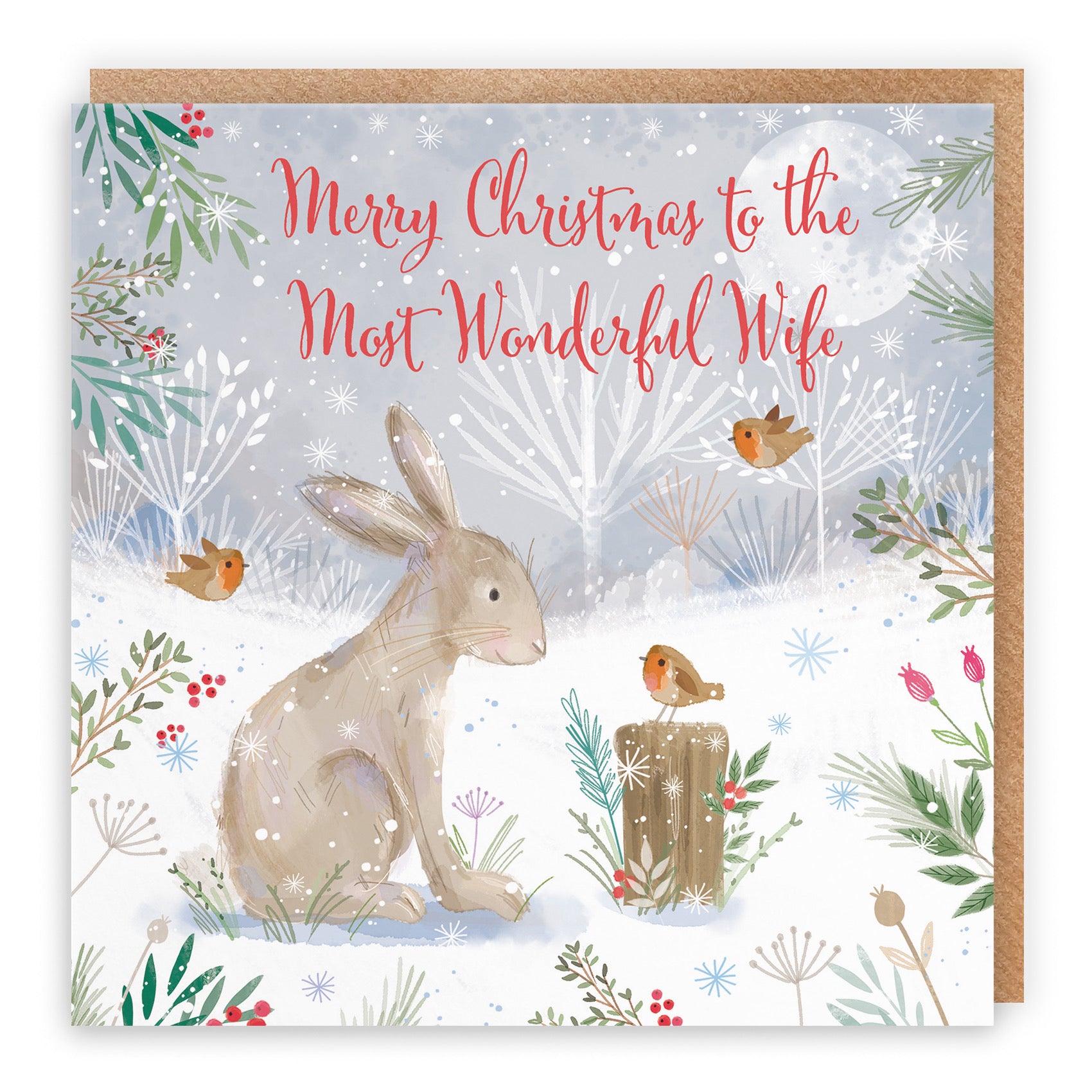 Wife Cute Hare Christmas Card Nature's Treasures - Default Title (B0CMJBLX3K)