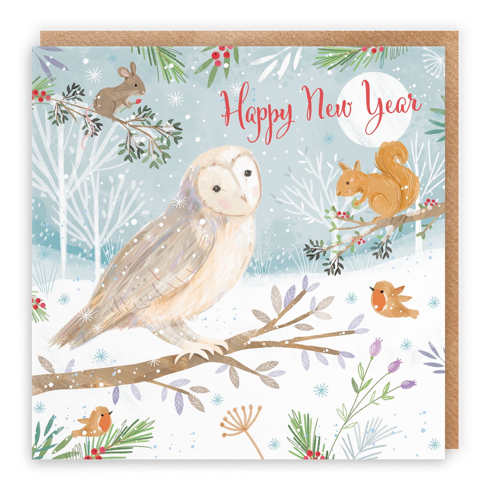 Happy New Year Cute Owl Card Nature's Treasures - Default Title (B0CMJBNR2H)