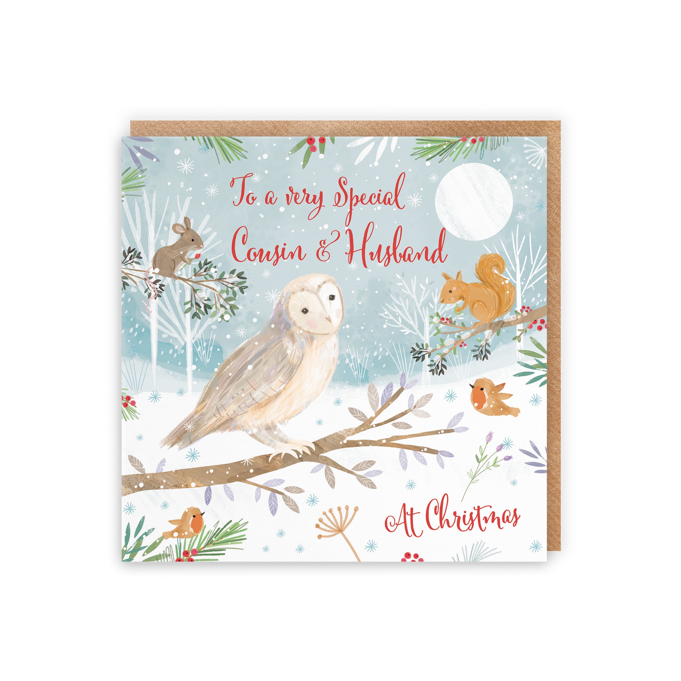 Cousin And Husband Cute Owl Christmas Card Nature's Treasures - Default Title (B0CMJBNSXX)