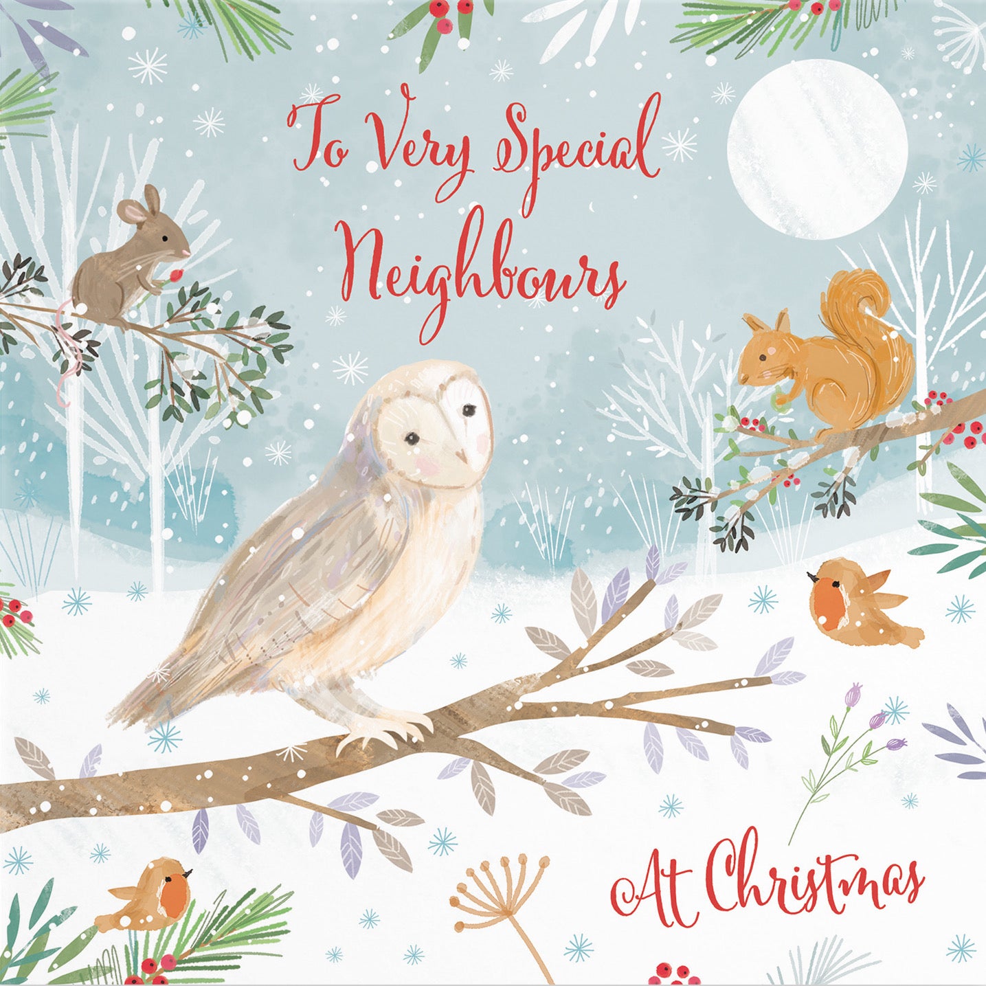 Neighbours Cute Owl Christmas Card Nature's Treasures - Default Title (B0CMJBQR18)