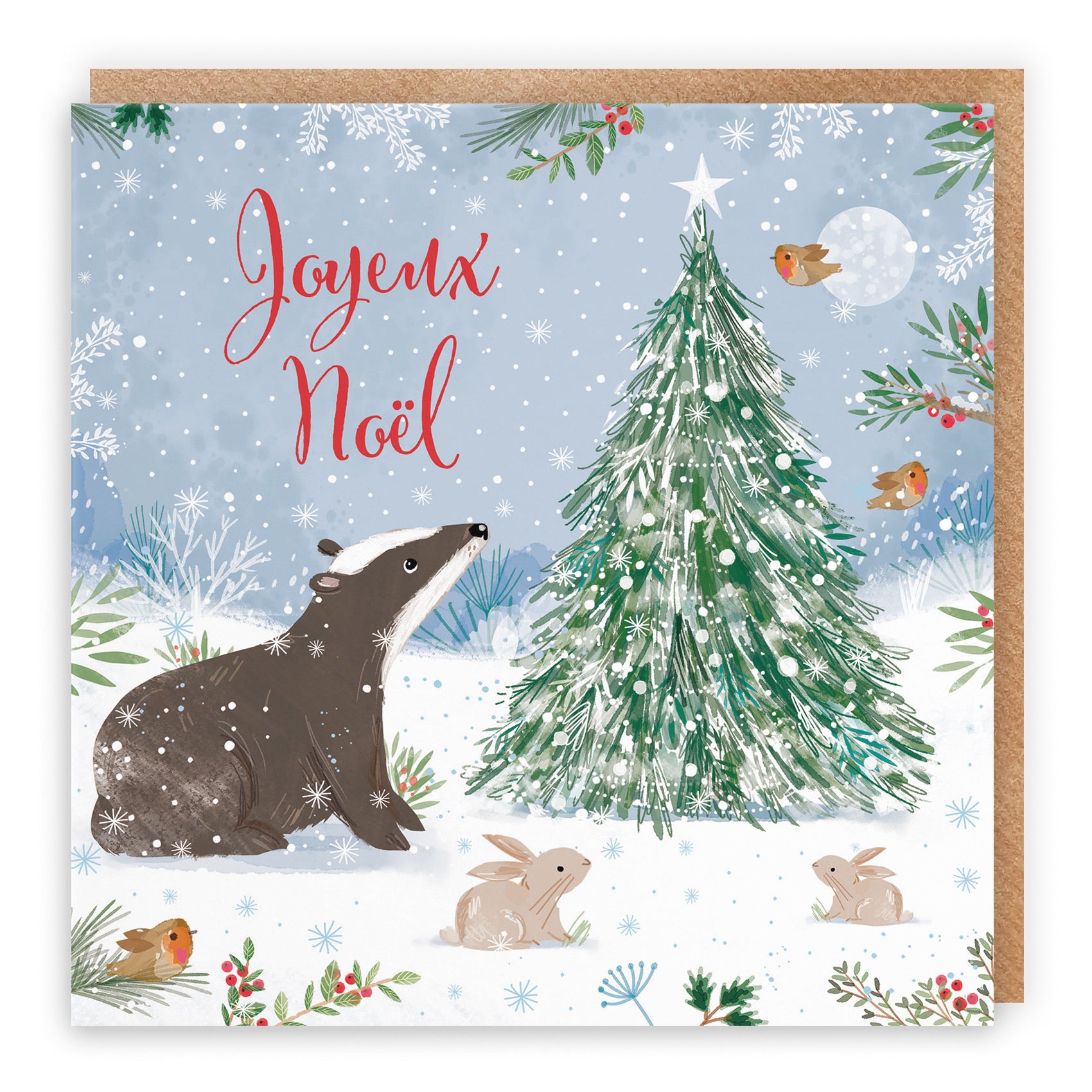 Badger French Christmas Card Nature's Treasures - Default Title (B0CMJBR18W)