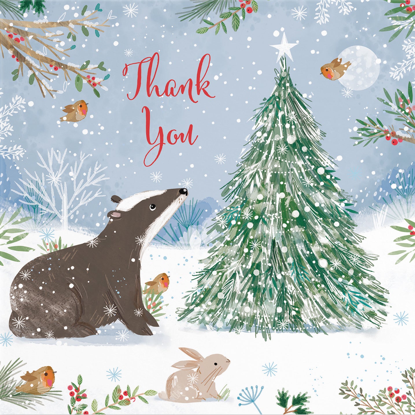 Thank You Cute Badger Christmas Card Nature's Treasures - Default Title (B0CMJBX5Q3)