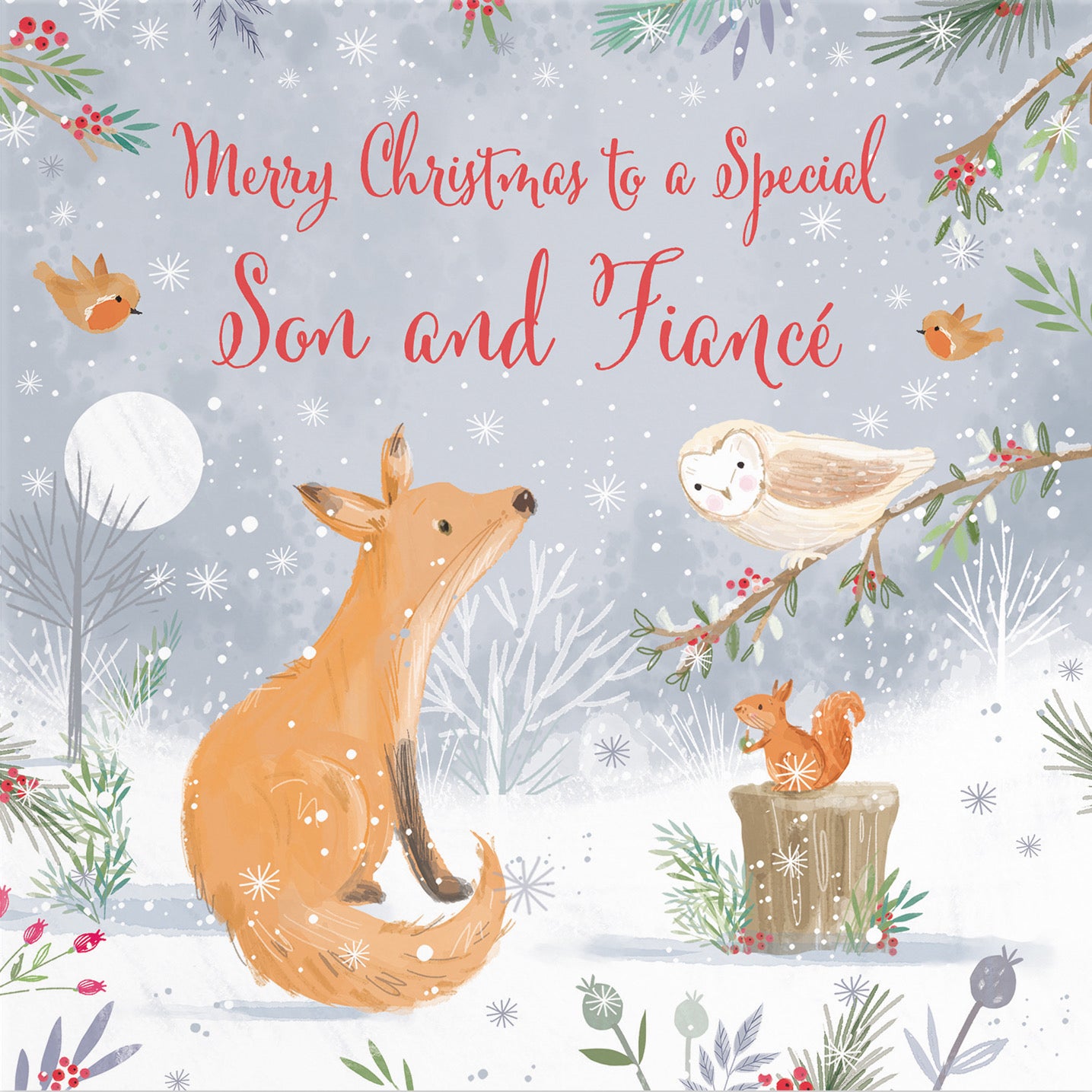 Son And Fiancé Cute Fox Christmas Card Nature's Treasures - Default Title (B0CMJC3WXZ)