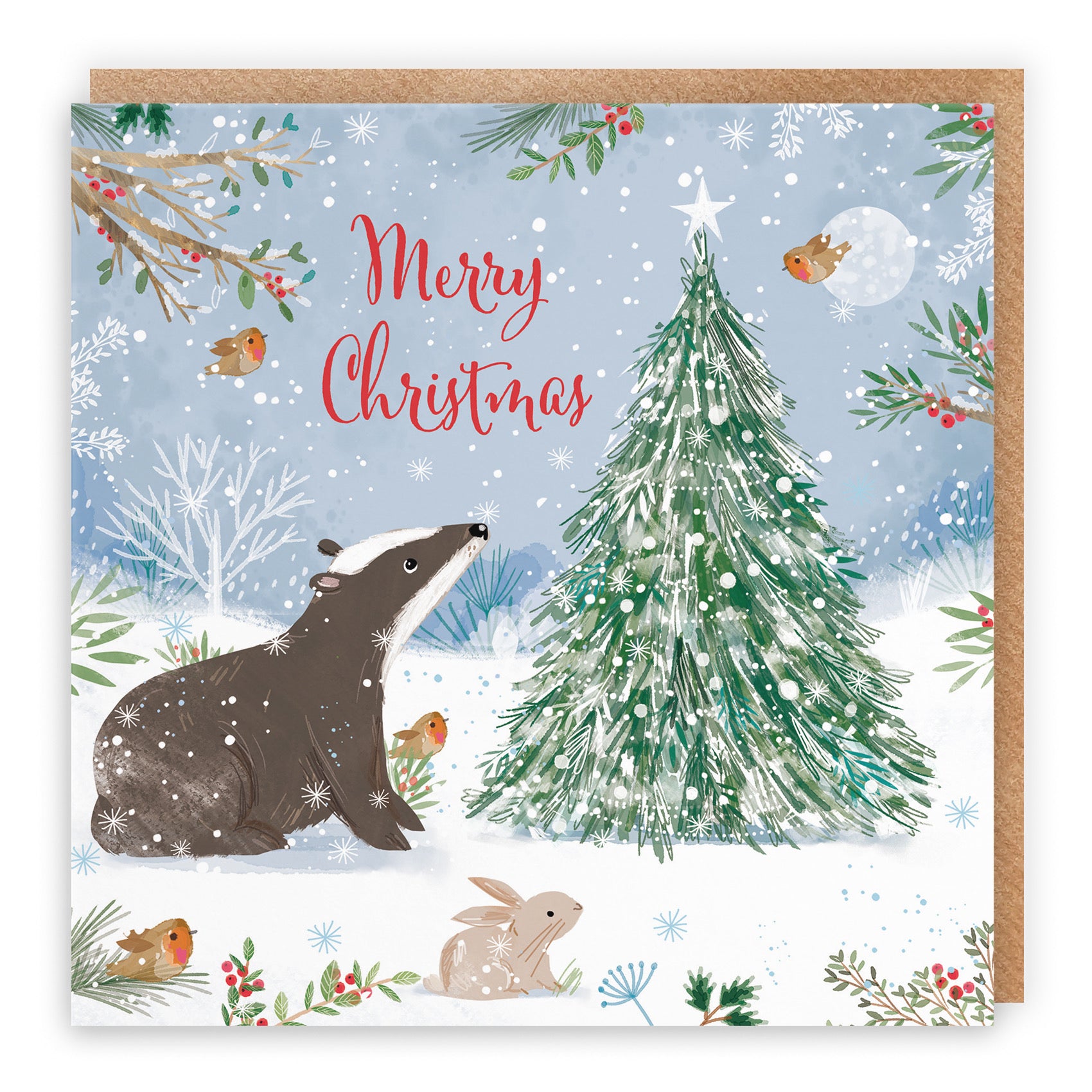 Merry Christmas Badger Family Fun Card Nature's Treasures - Default Title (B0CMJCC4SP)