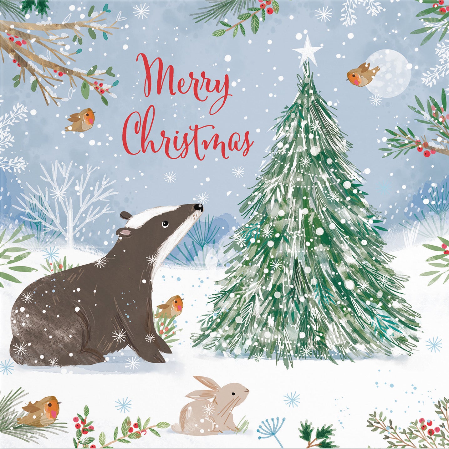 Merry Christmas Badger Family Fun Card Nature's Treasures - Default Title (B0CMJCC4SP)