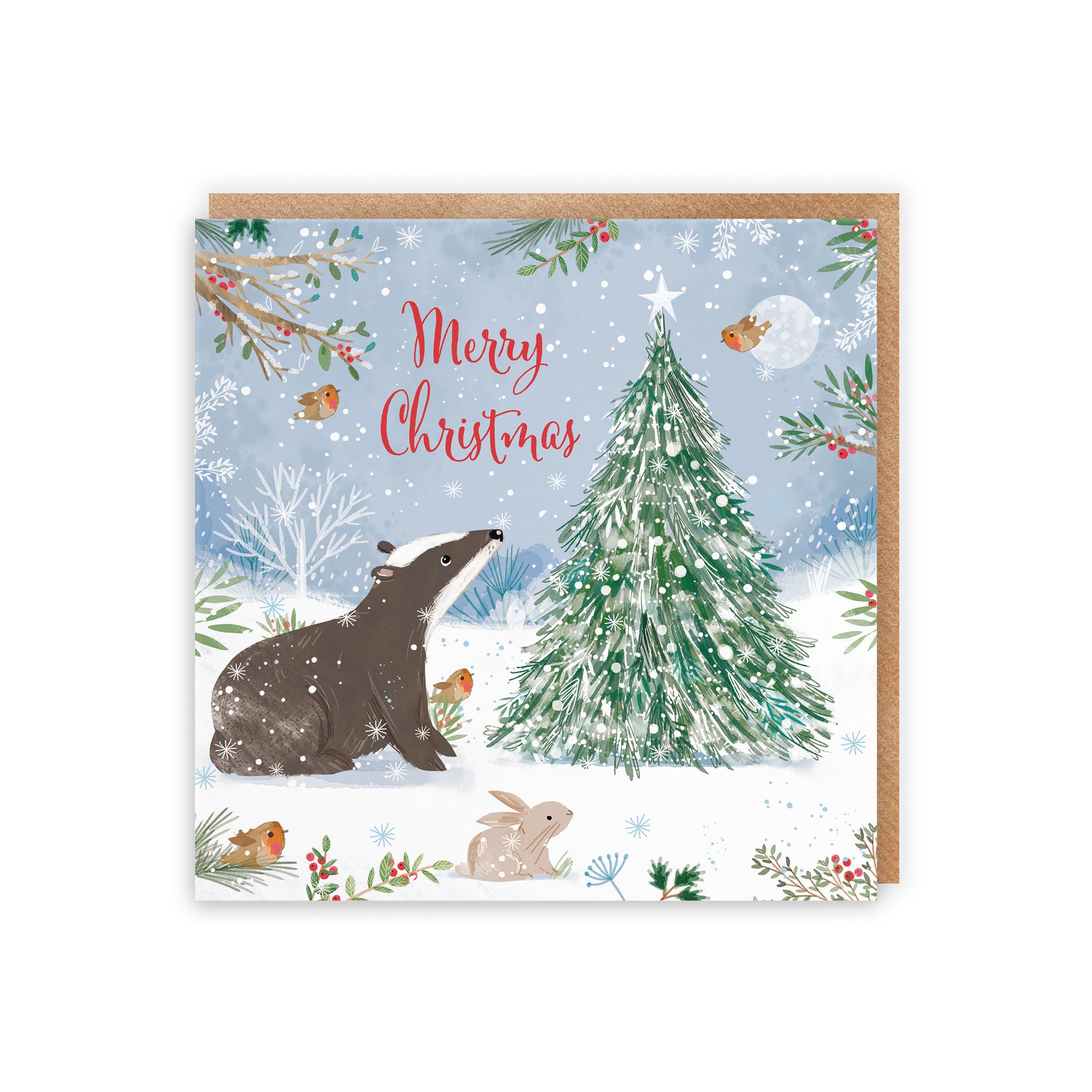 Merry Christmas Badger Family Fun Card Nature's Treasures - Default Title (B0CMJCC4SP)