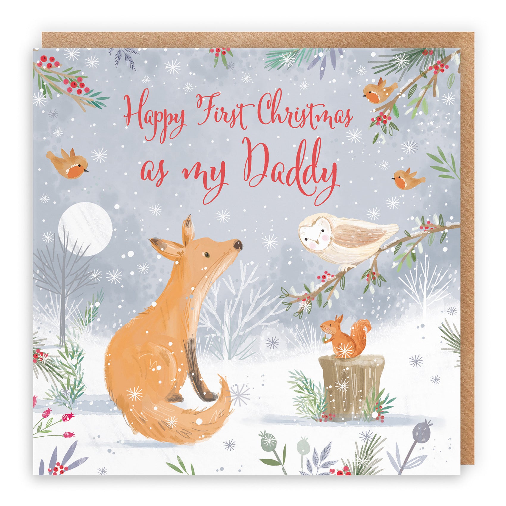 Daddy's 1st Christmas Cute Fox Christmas Card Nature's Treasures - Default Title (B0CMJCCFPZ)