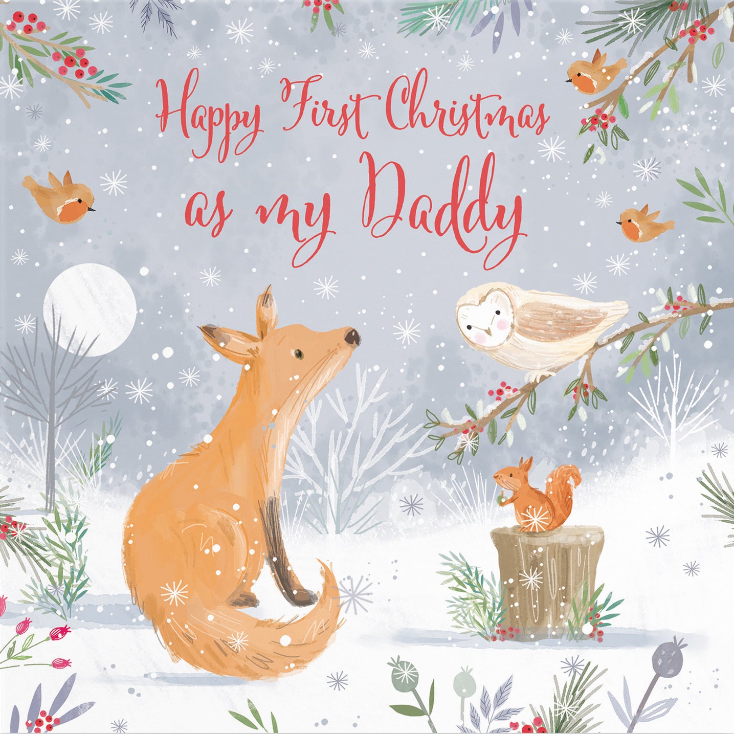 Daddy's 1st Christmas Cute Fox Christmas Card Nature's Treasures - Default Title (B0CMJCCFPZ)