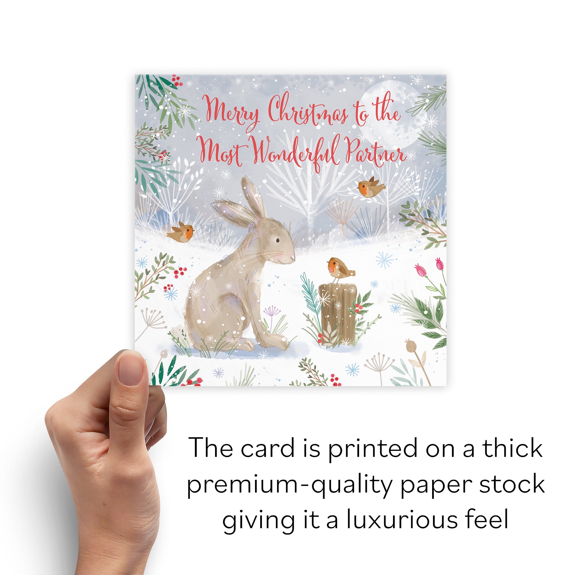 Partner Cute Hare Christmas Card Nature's Treasures - Default Title (B0CMJD892G)