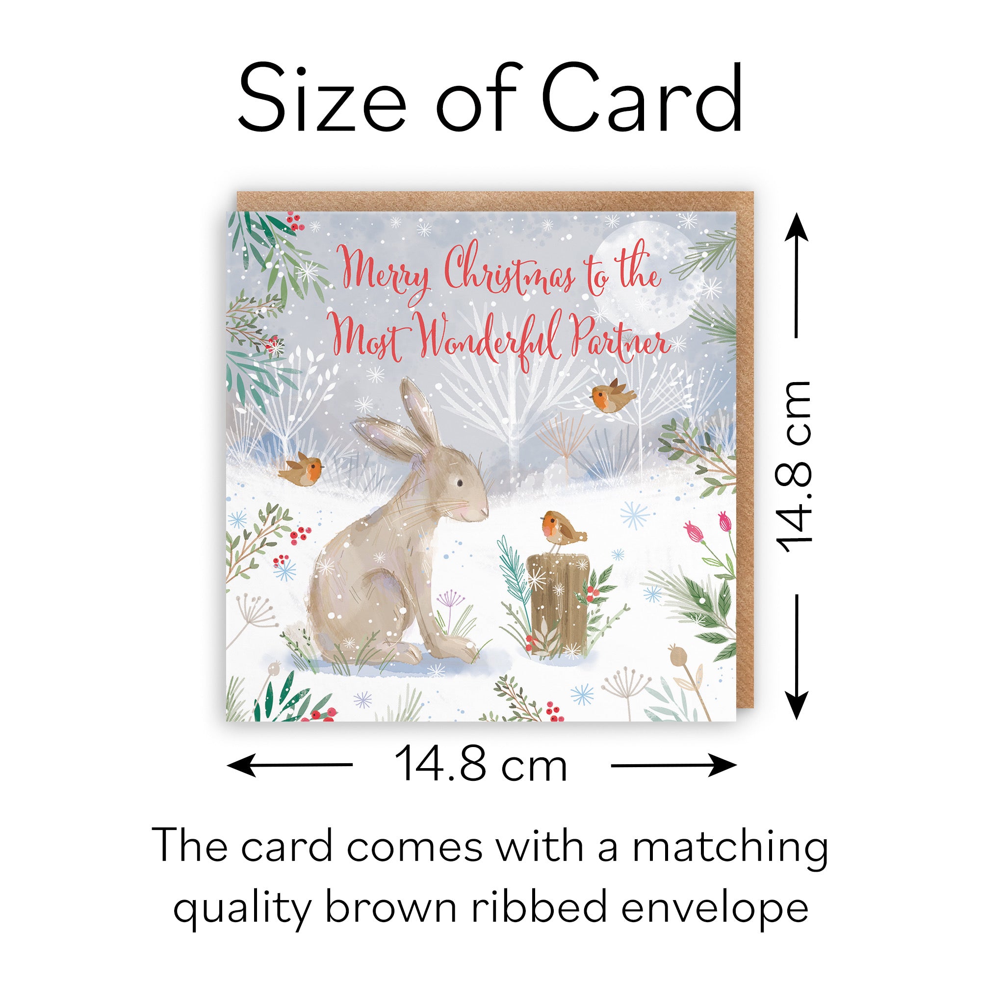 Partner Cute Hare Christmas Card Nature's Treasures - Default Title (B0CMJD892G)