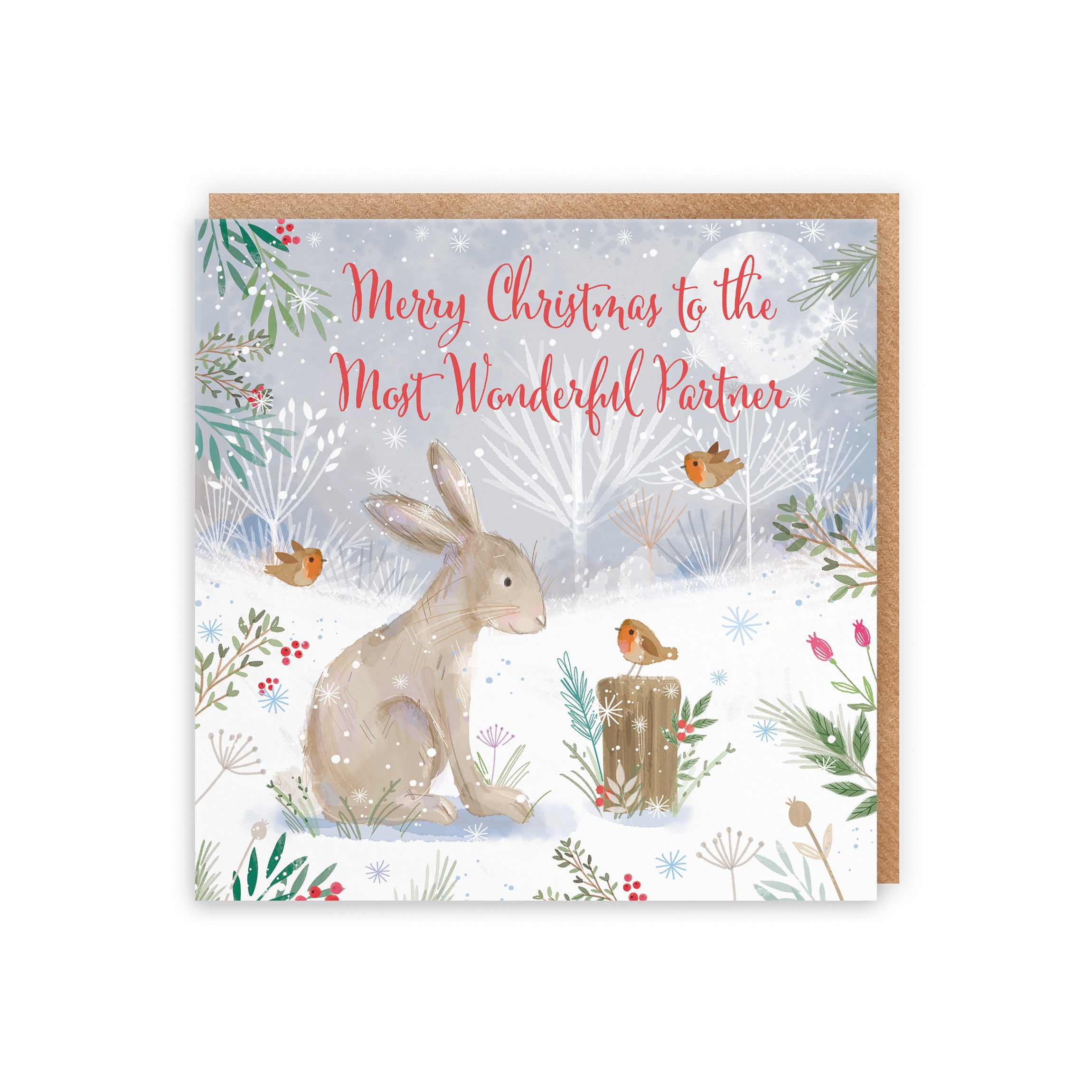 Partner Cute Hare Christmas Card Nature's Treasures - Default Title (B0CMJD892G)