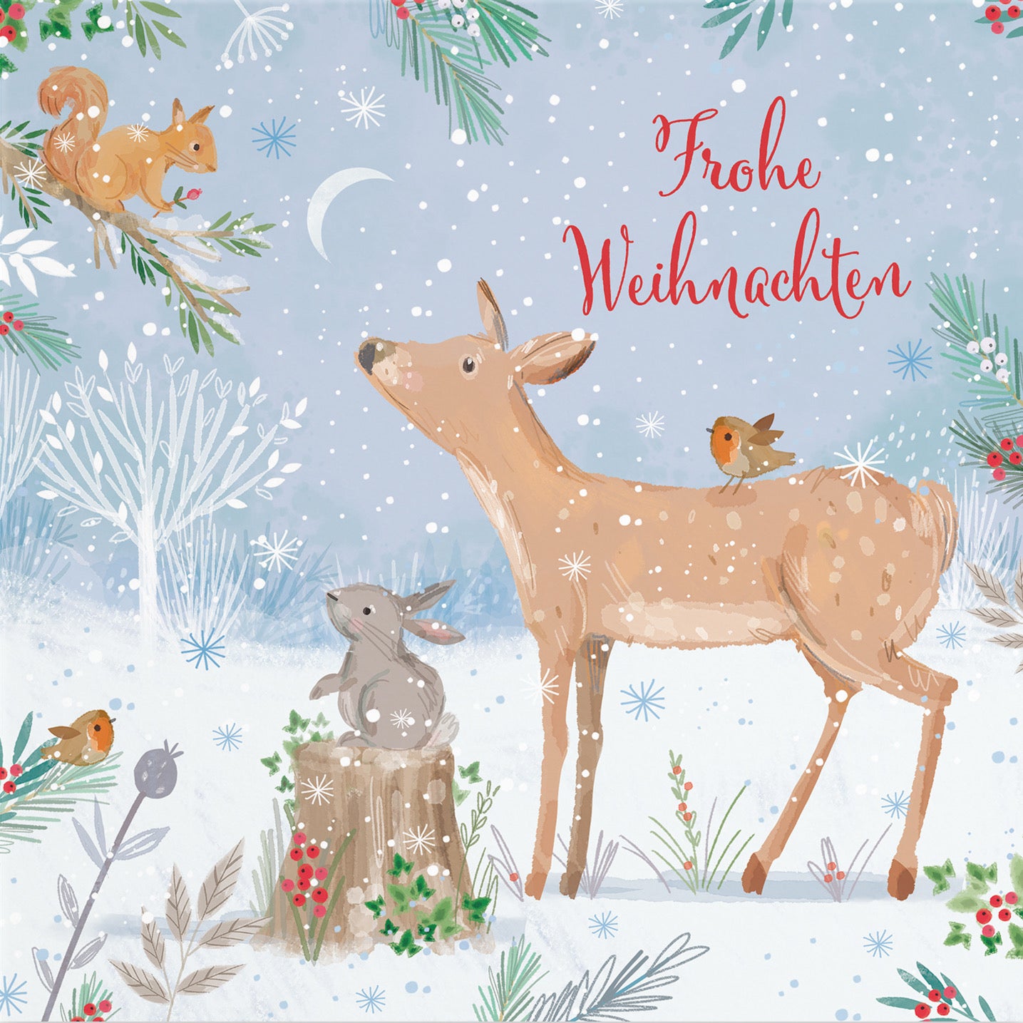 Cute Deer German Christmas Card Nature's Treasures - Default Title (B0CMJF4SG7)