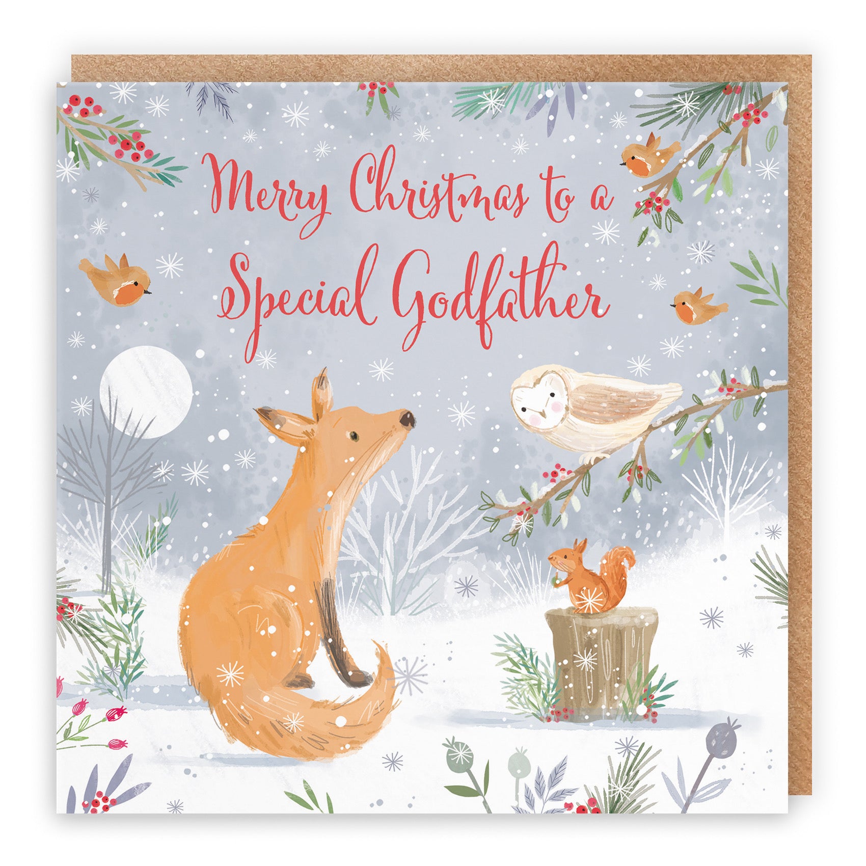 Godfather Cute Fox Christmas Card Nature's Treasures - Default Title (B0CMJF995G)