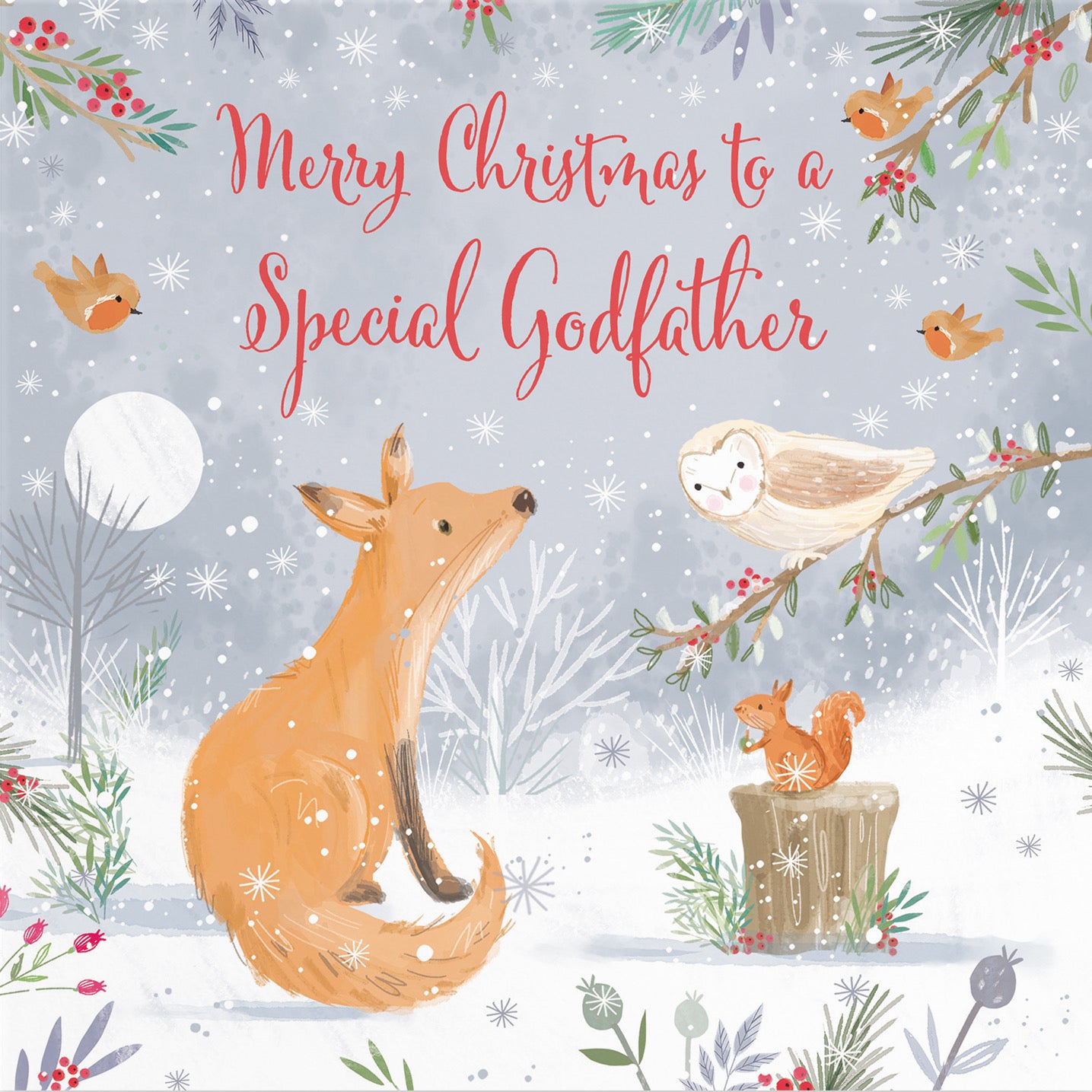 Godfather Cute Fox Christmas Card Nature's Treasures - Default Title (B0CMJF995G)