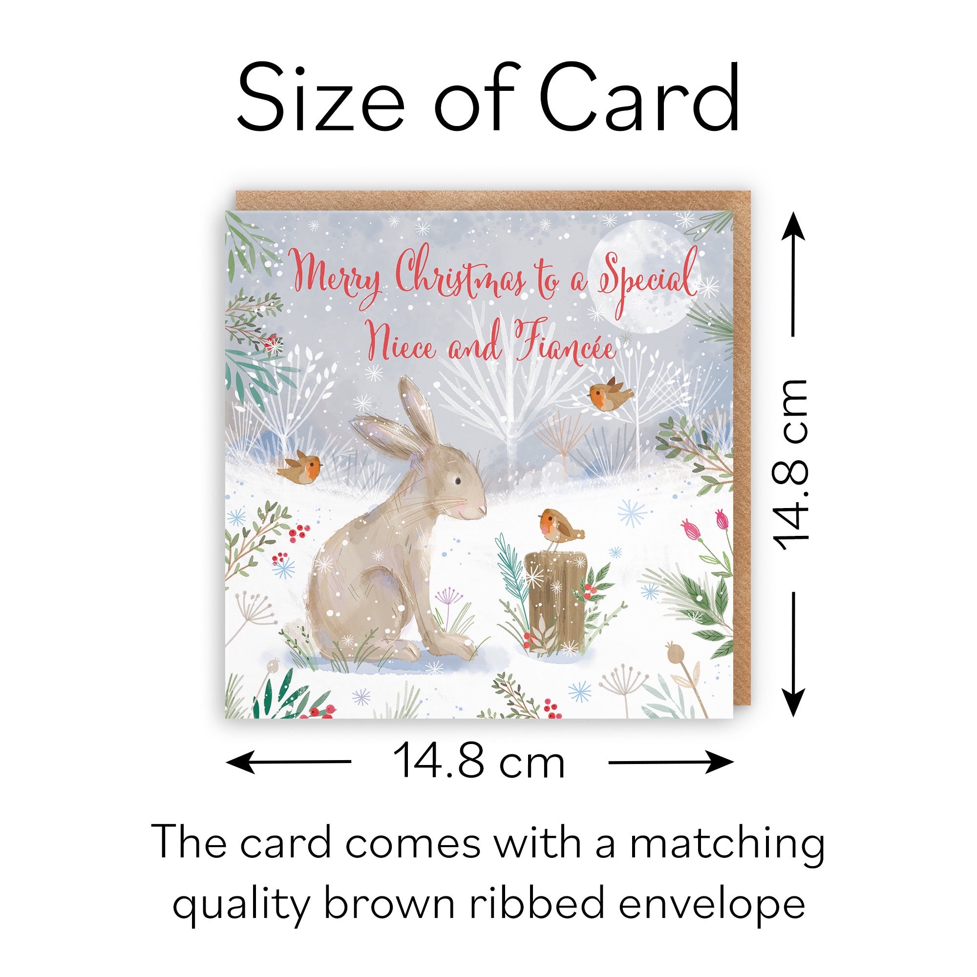 Niece And Fiancée Cute Hare Christmas Card Nature's Treasures - Default Title (B0CMJF995P)