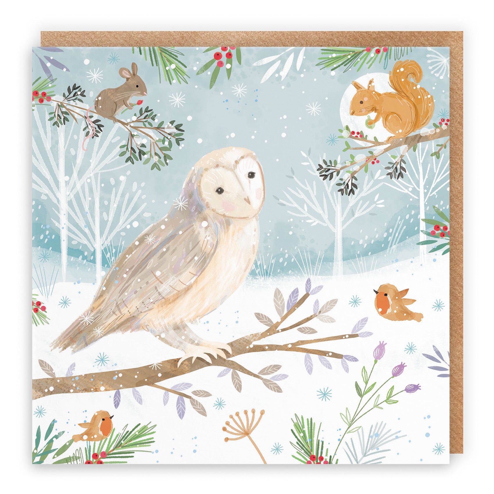 Owl Family Fun Christmas Card Nature's Treasures - Default Title (B0CMJFBVKP)