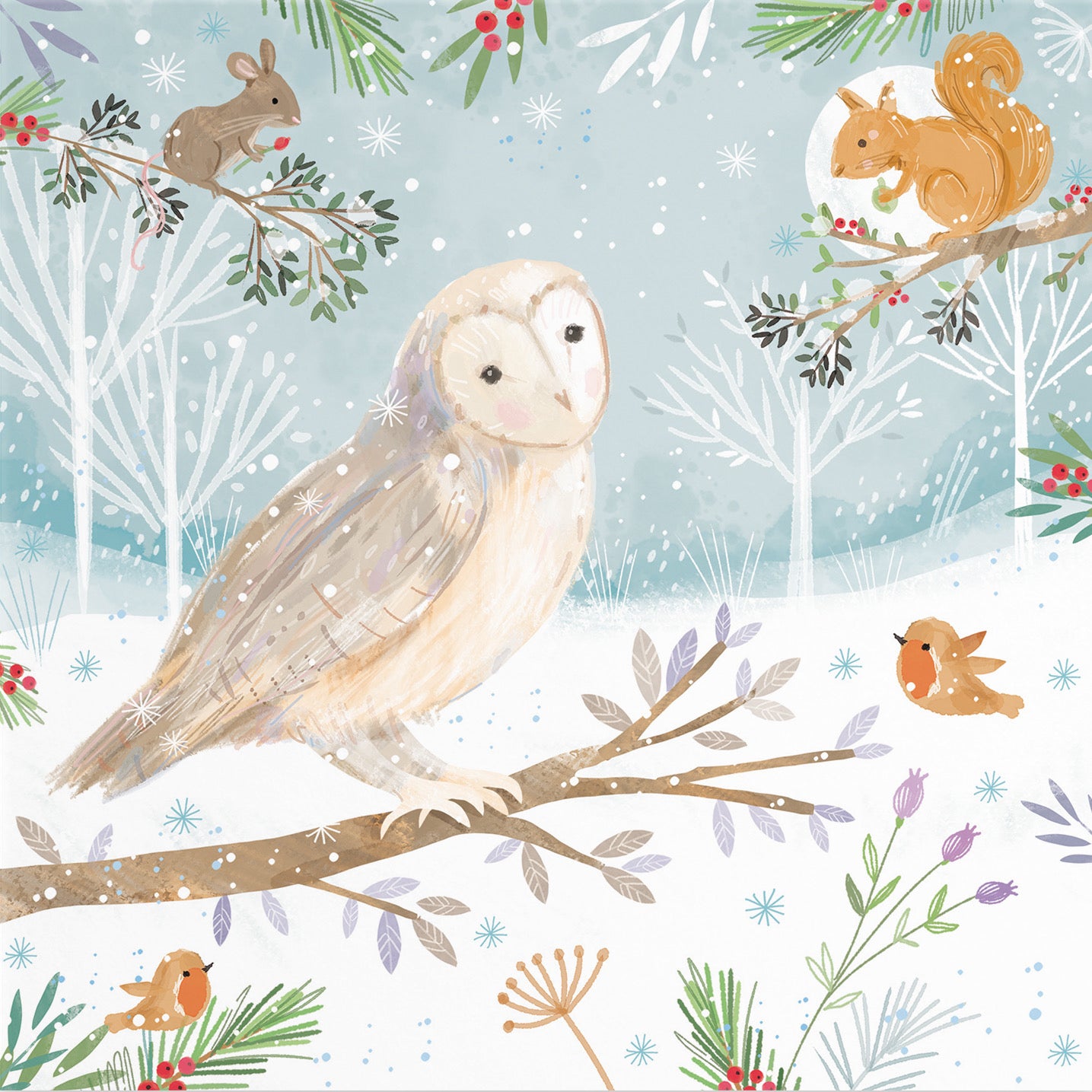 Owl Family Fun Christmas Card Nature's Treasures - Default Title (B0CMJFBVKP)