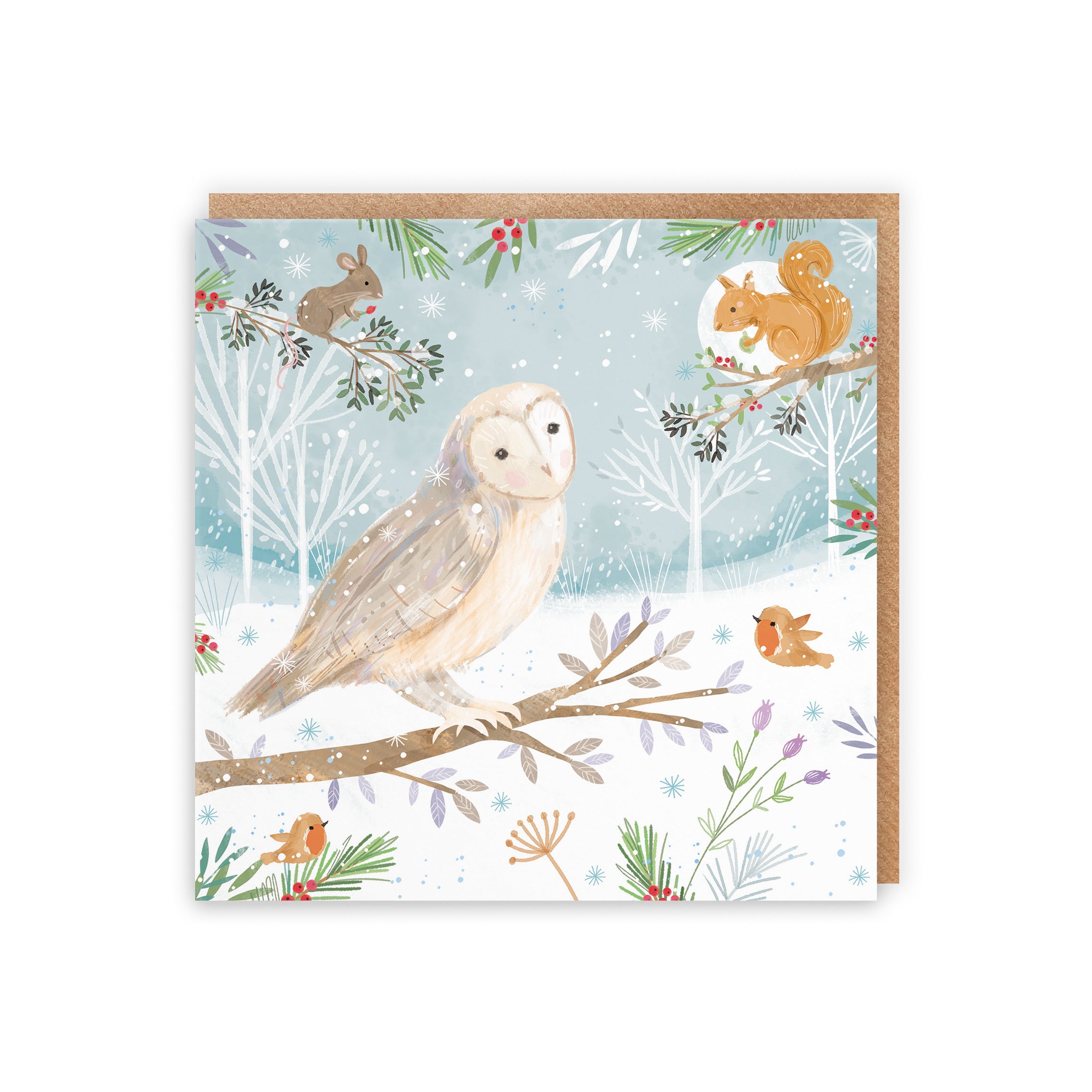 Owl Family Fun Christmas Card Nature's Treasures - Default Title (B0CMJFBVKP)