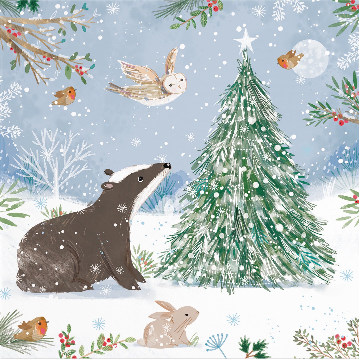 Badger Family Fun Christmas Card Nature's Treasures - Default Title (B0CMJFJS4G)