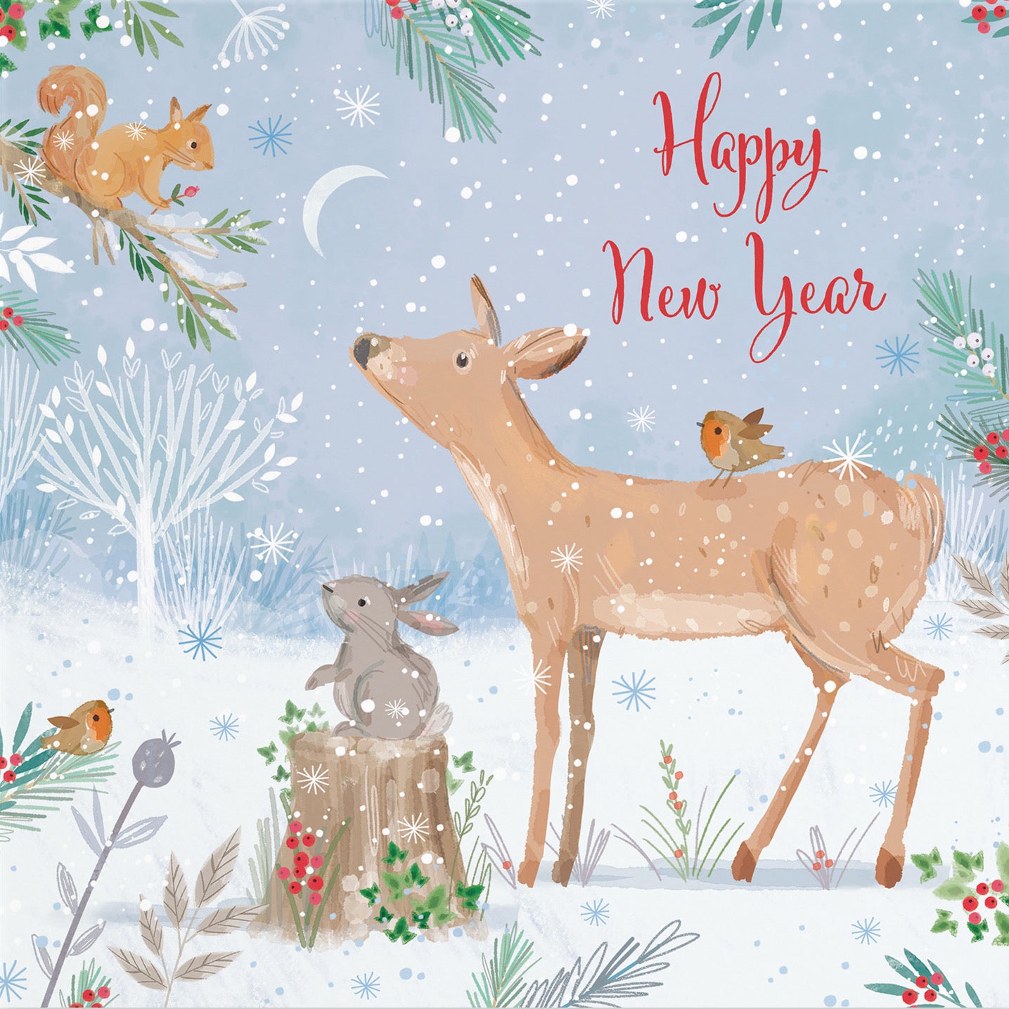 Happy New Year Cute Deer Card Nature's Treasures - Default Title (B0CMJFW5BK)