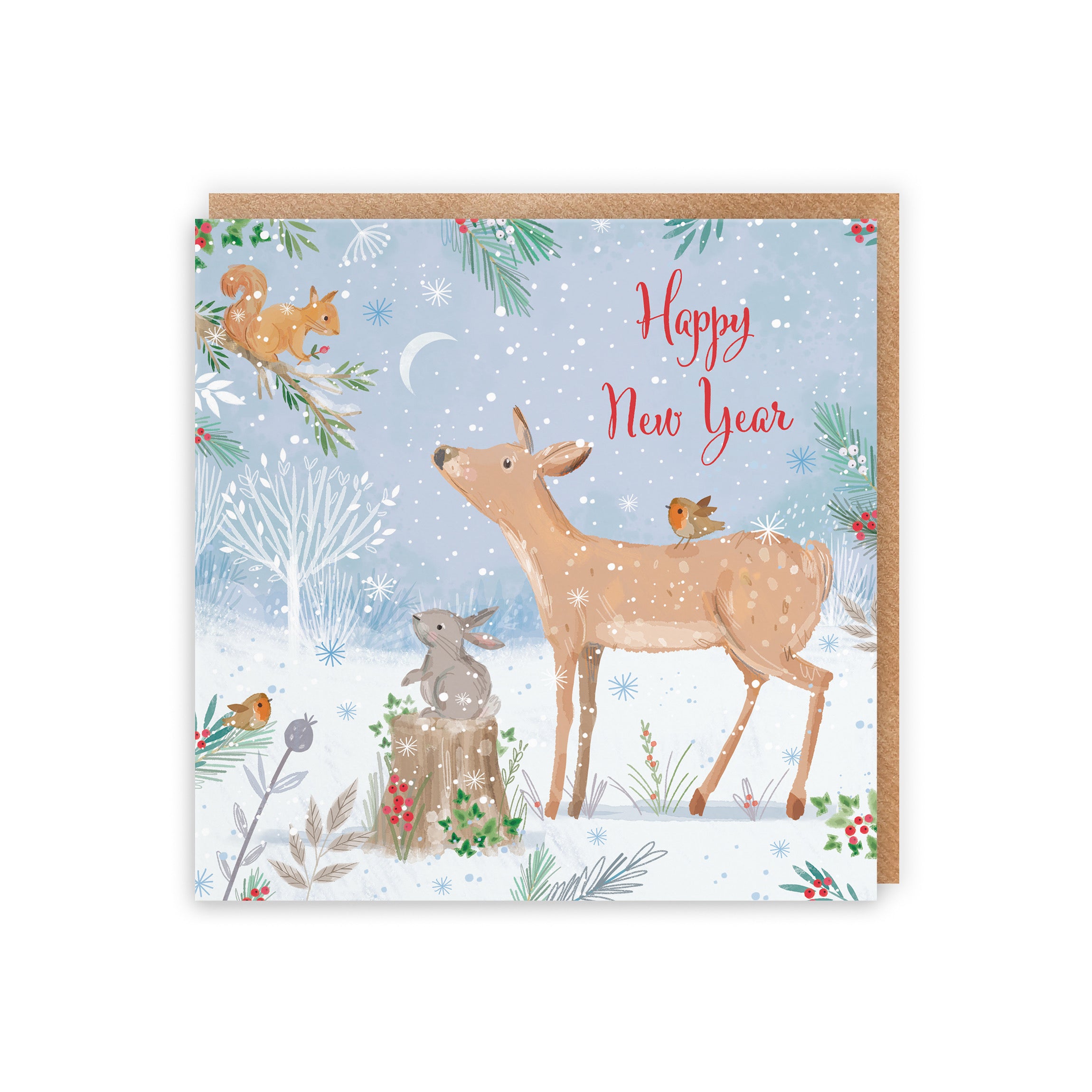 Happy New Year Cute Deer Card Nature's Treasures - Default Title (B0CMJFW5BK)