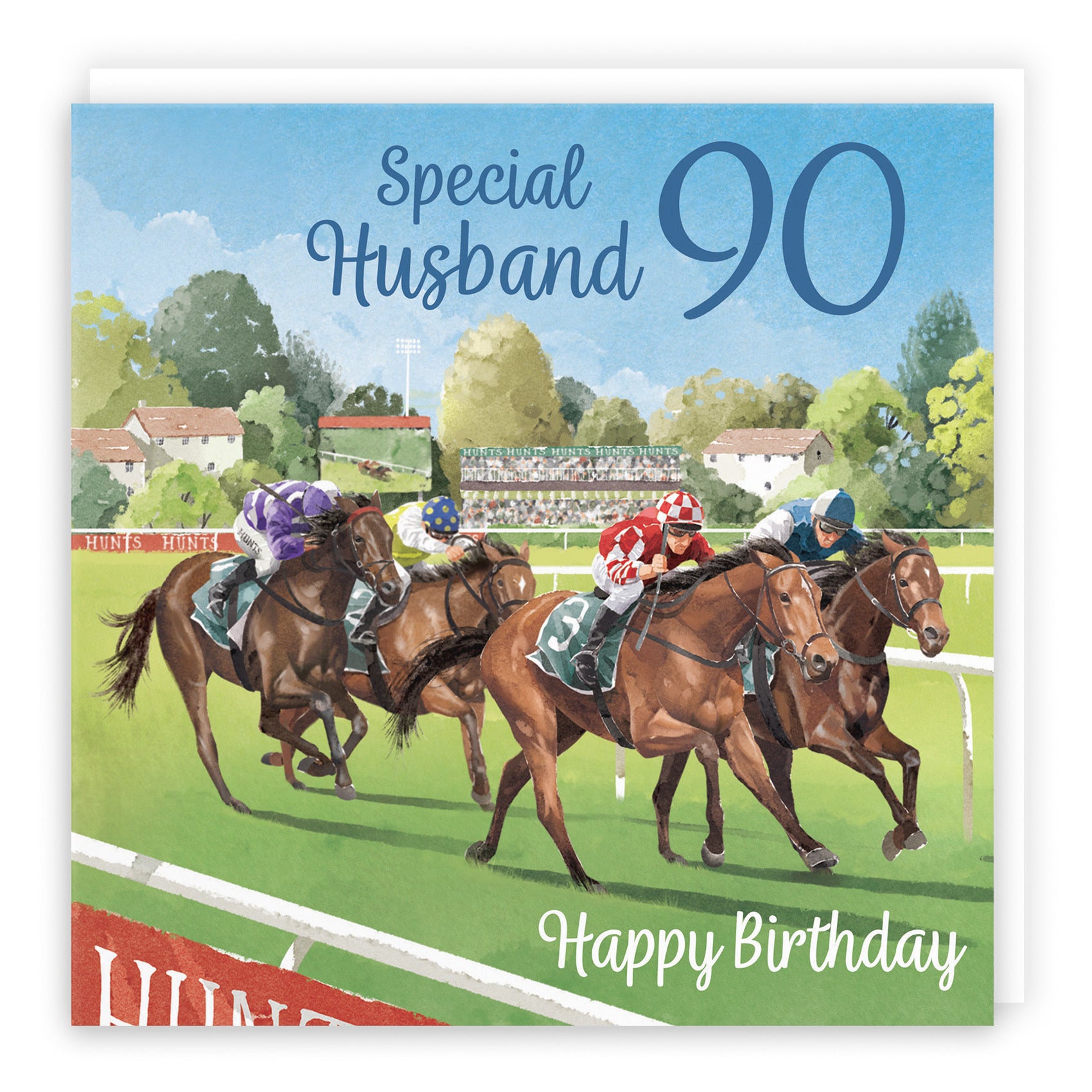 90th Husband Horse Racing Birthday Card Milo's Gallery - Default Title (B0CPWT5TYV)