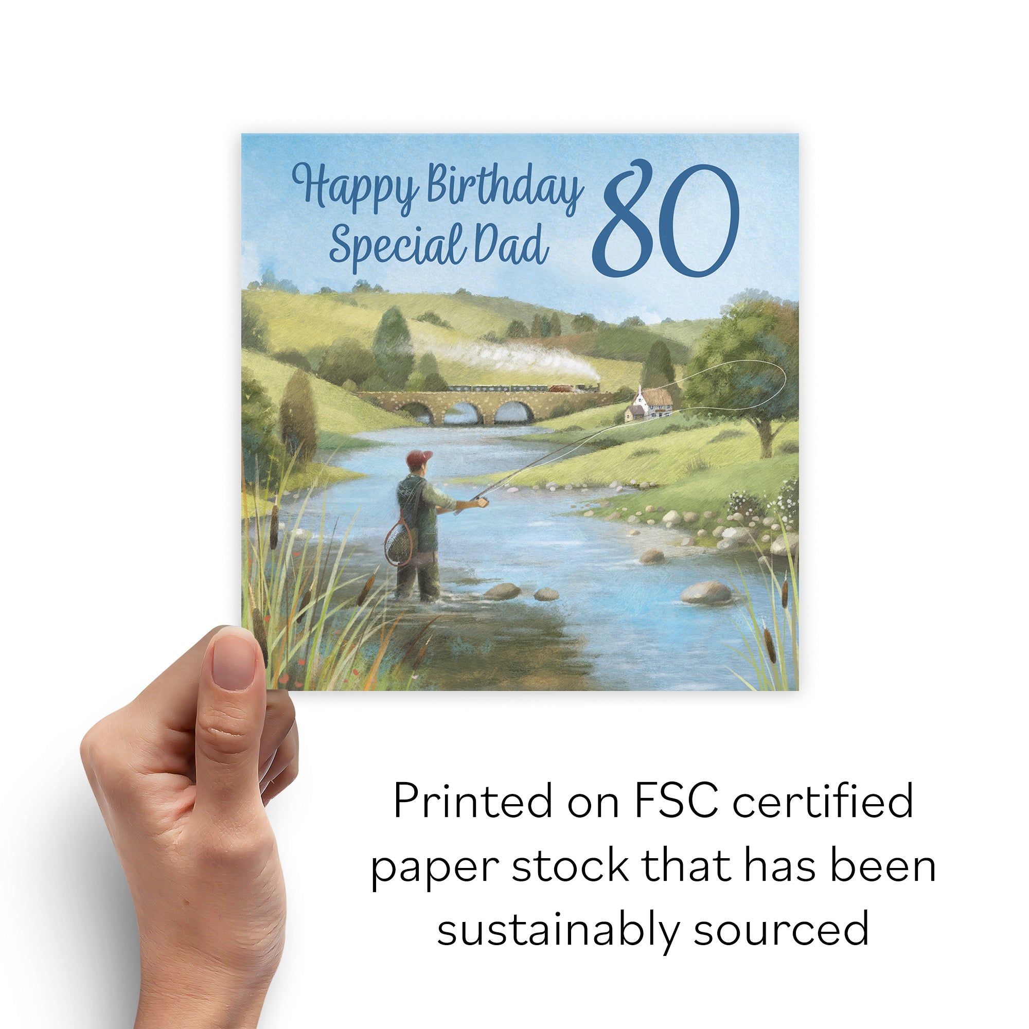 80th Dad Fly Fishing Birthday Card Milo's Gallery - Default Title (B0CQWQFJD2)