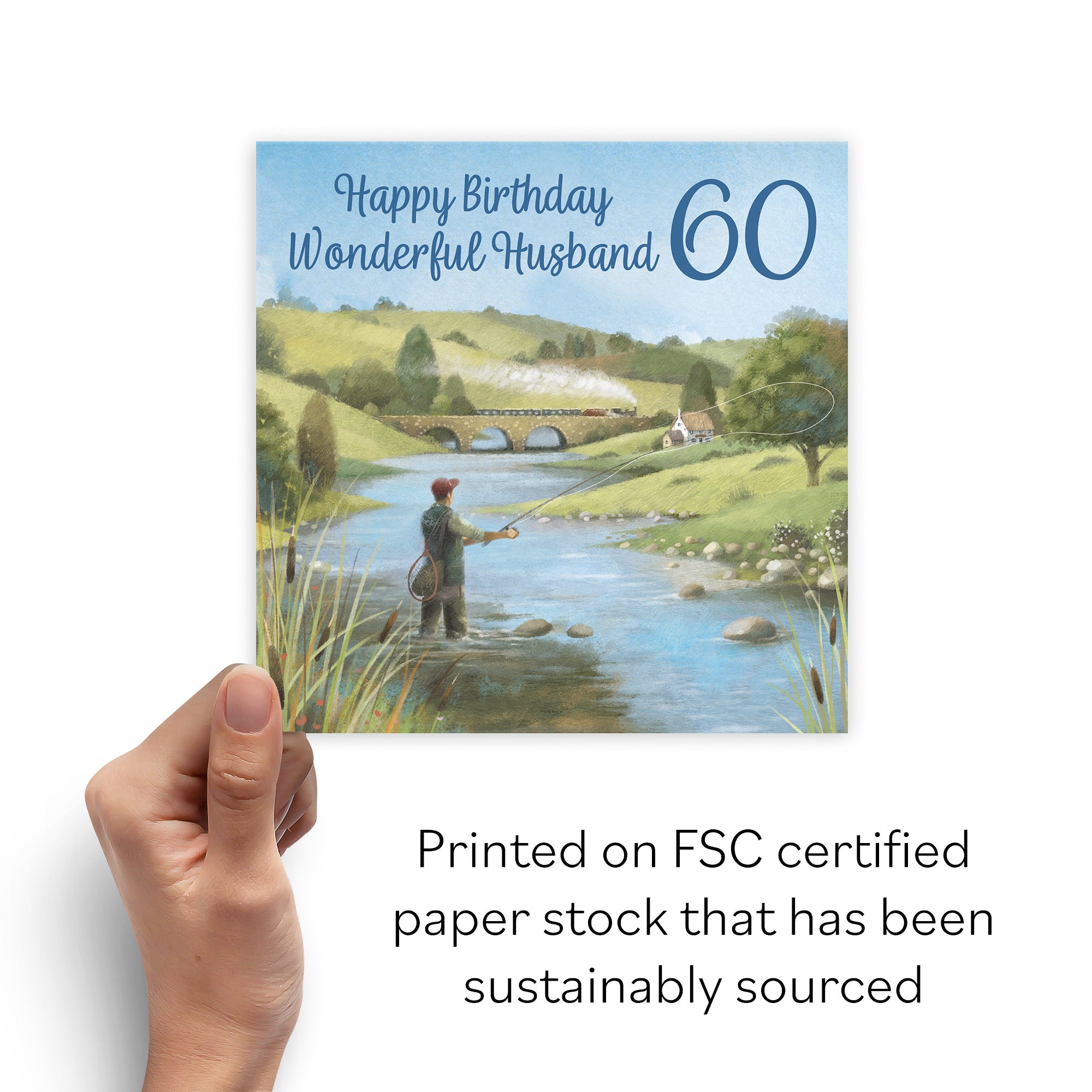 60th Husband Fly Fishing Birthday Card Milo's Gallery - Default Title (B0CQWQYWPQ)