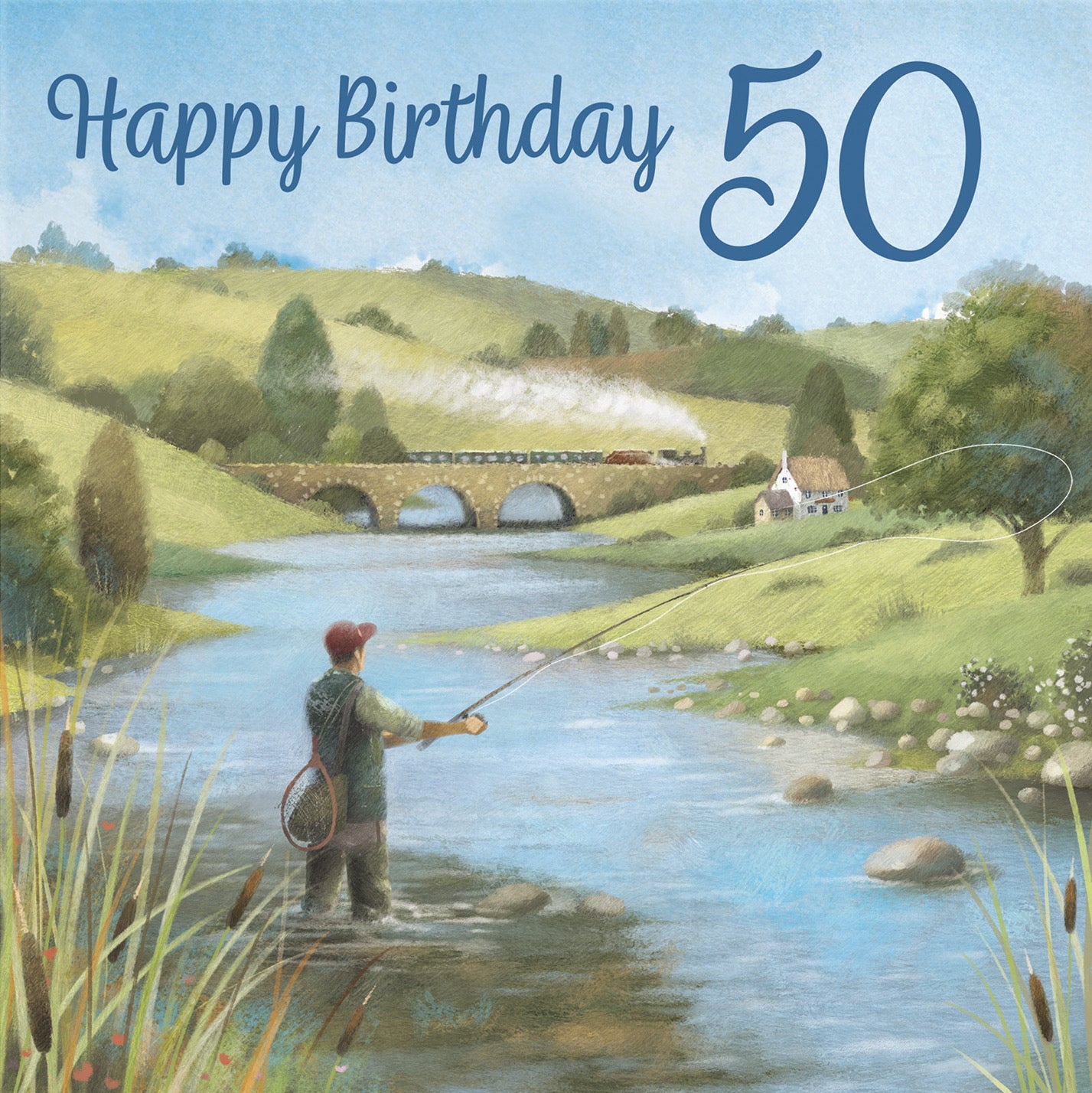 Fly Fishing 50th Birthday Card Milo's Gallery - Default Title (B0CQWR824S)