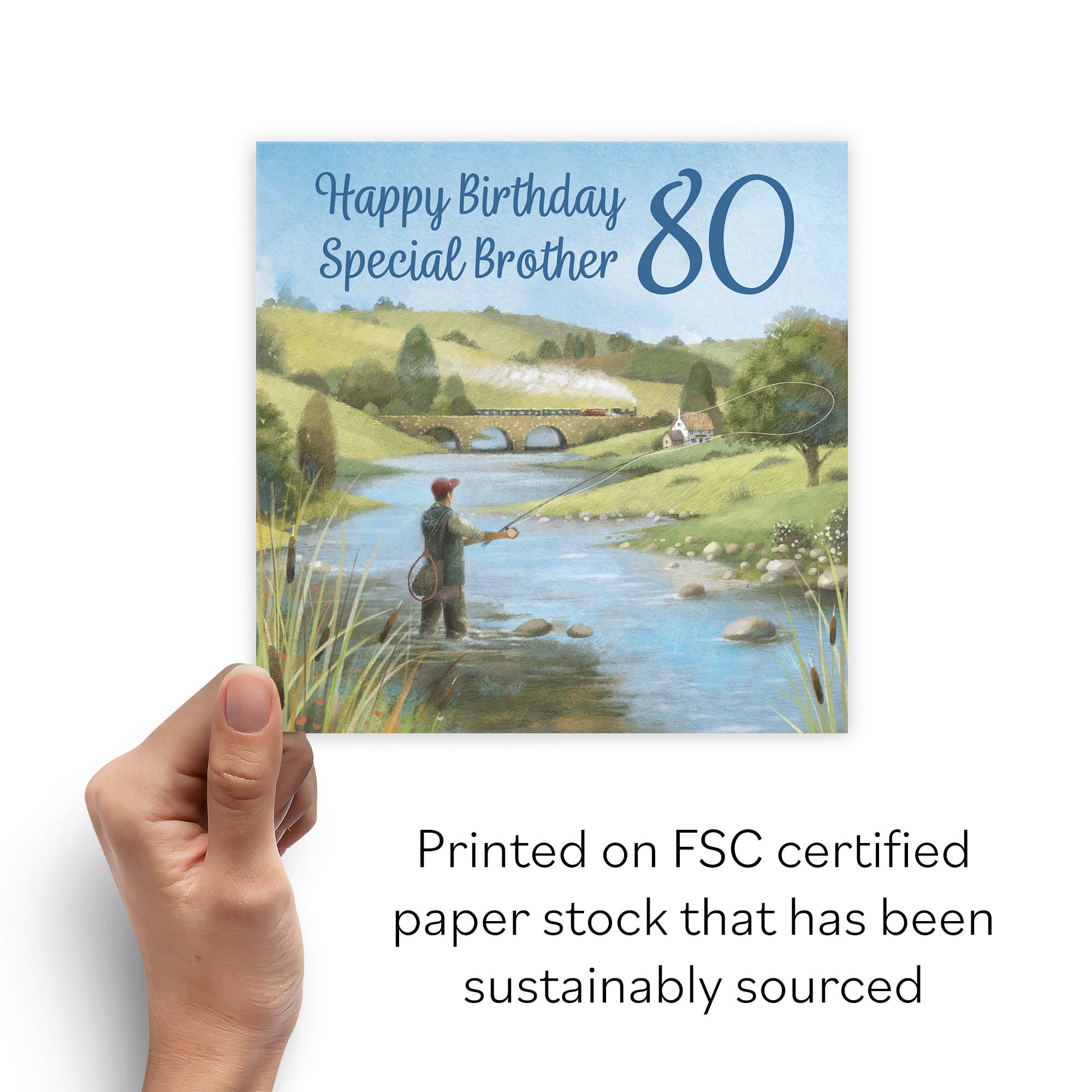 80th Brother Fly Fishing Birthday Card Milo's Gallery - Default Title (B0CQWRJLBT)