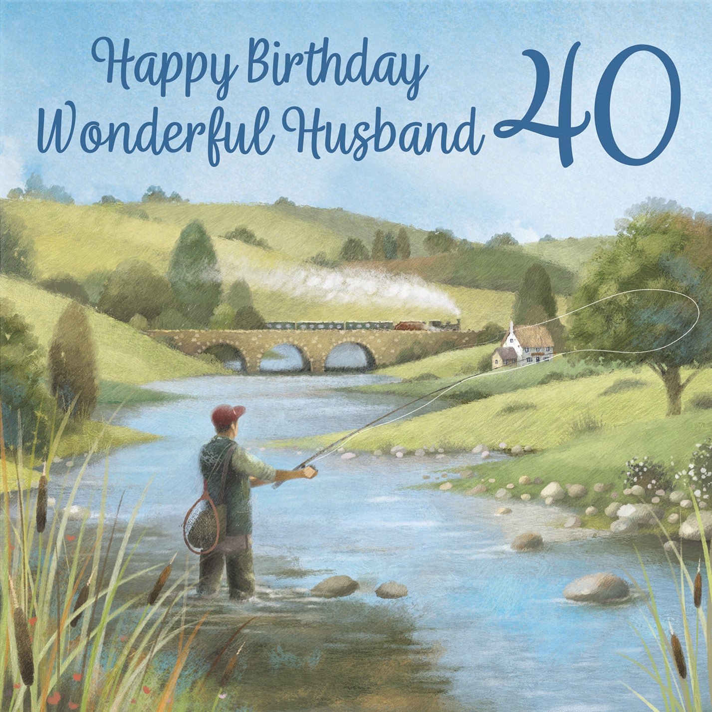 40th Husband Fly Fishing Birthday Card Milo's Gallery - Default Title (B0CQWRJRDY)