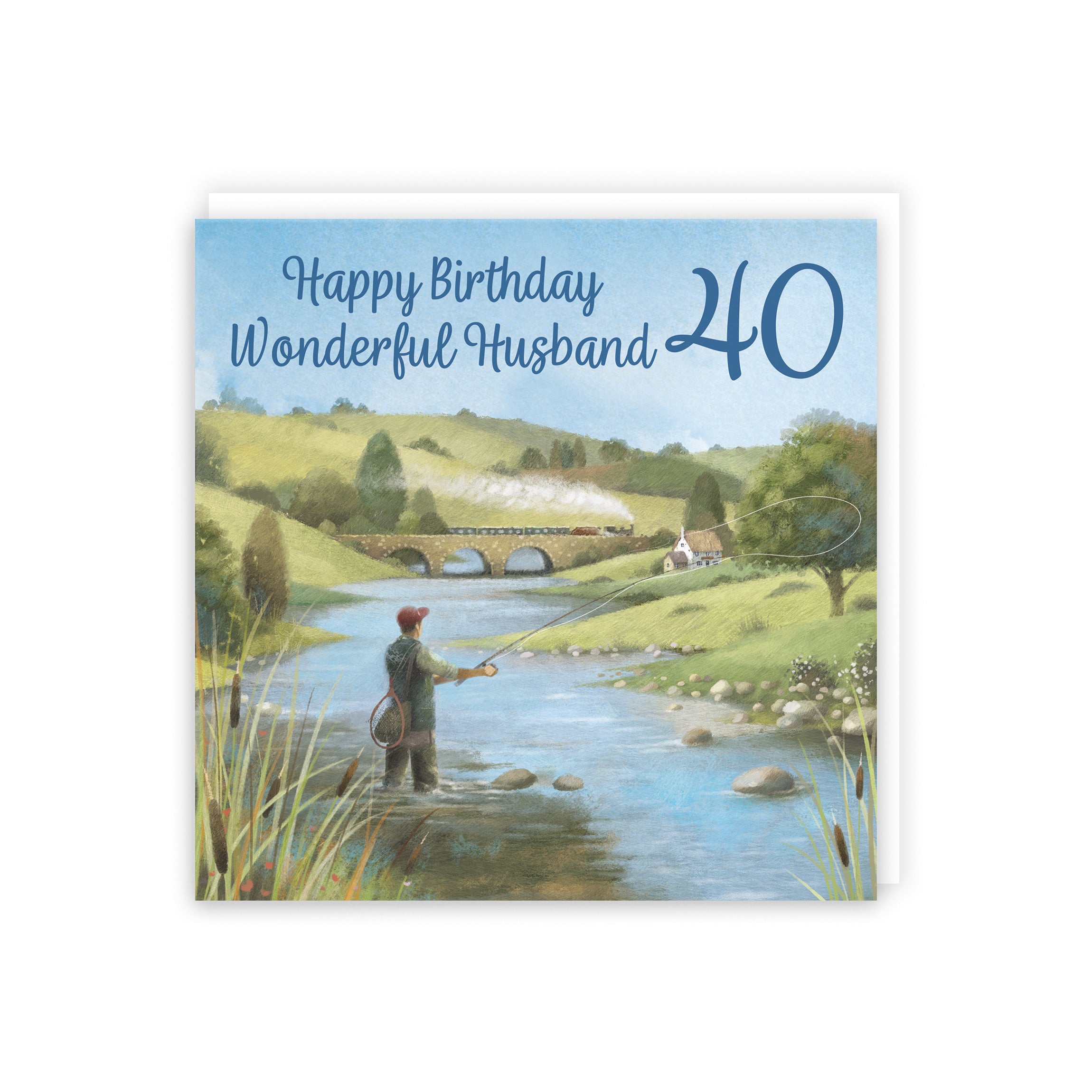 40th Husband Fly Fishing Birthday Card Milo's Gallery - Default Title (B0CQWRJRDY)