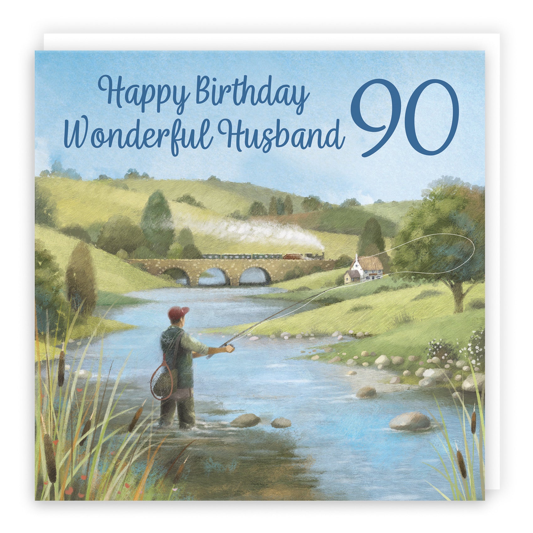 90th Husband Fly Fishing Birthday Card Milo's Gallery - Default Title (B0CQWRNPQV)