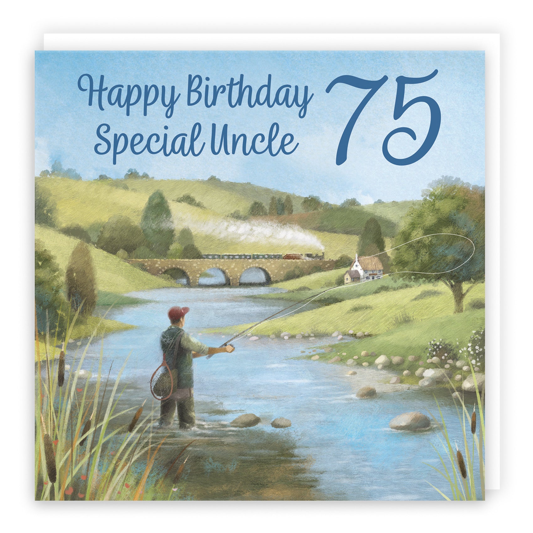 75th Uncle Fly Fishing Birthday Card Milo's Gallery - Default Title (B0CQWS177Q)