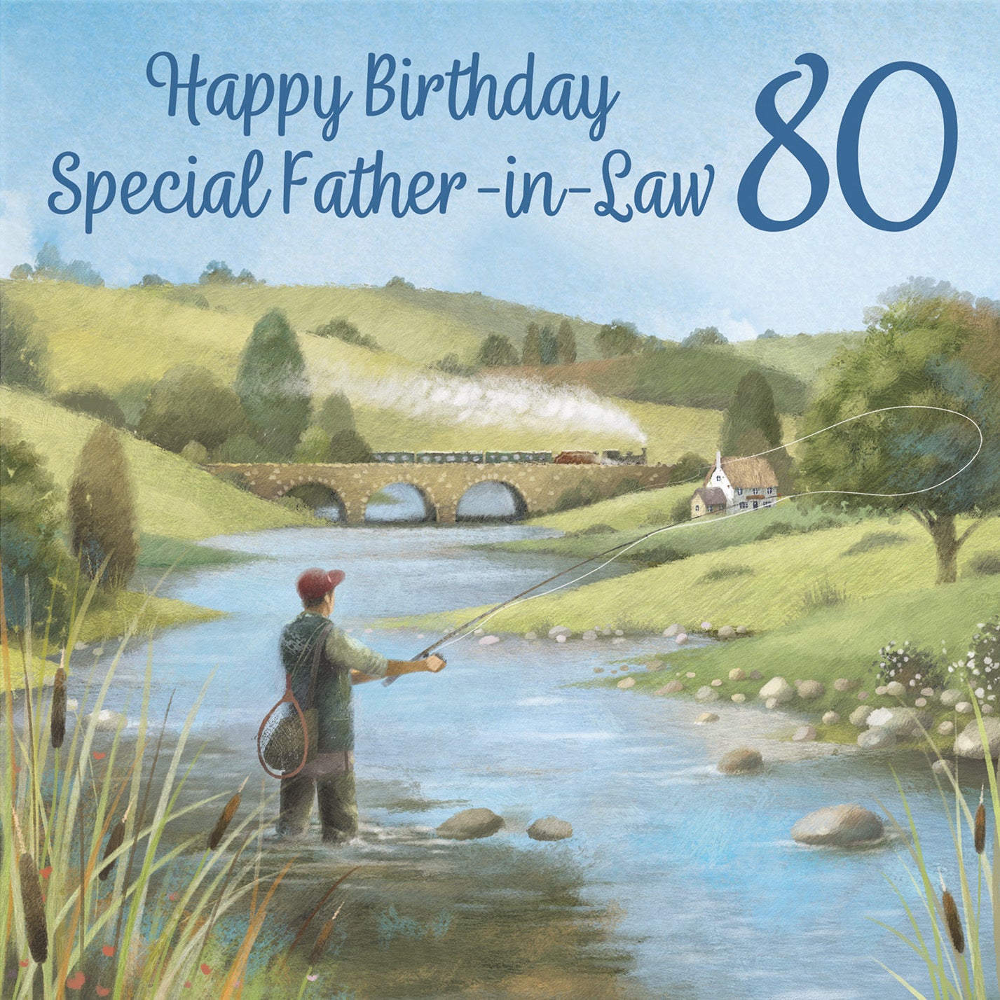 80th Father In Law Fly Fishing Birthday Card Milo's Gallery - Default Title (B0CQWS23LV)