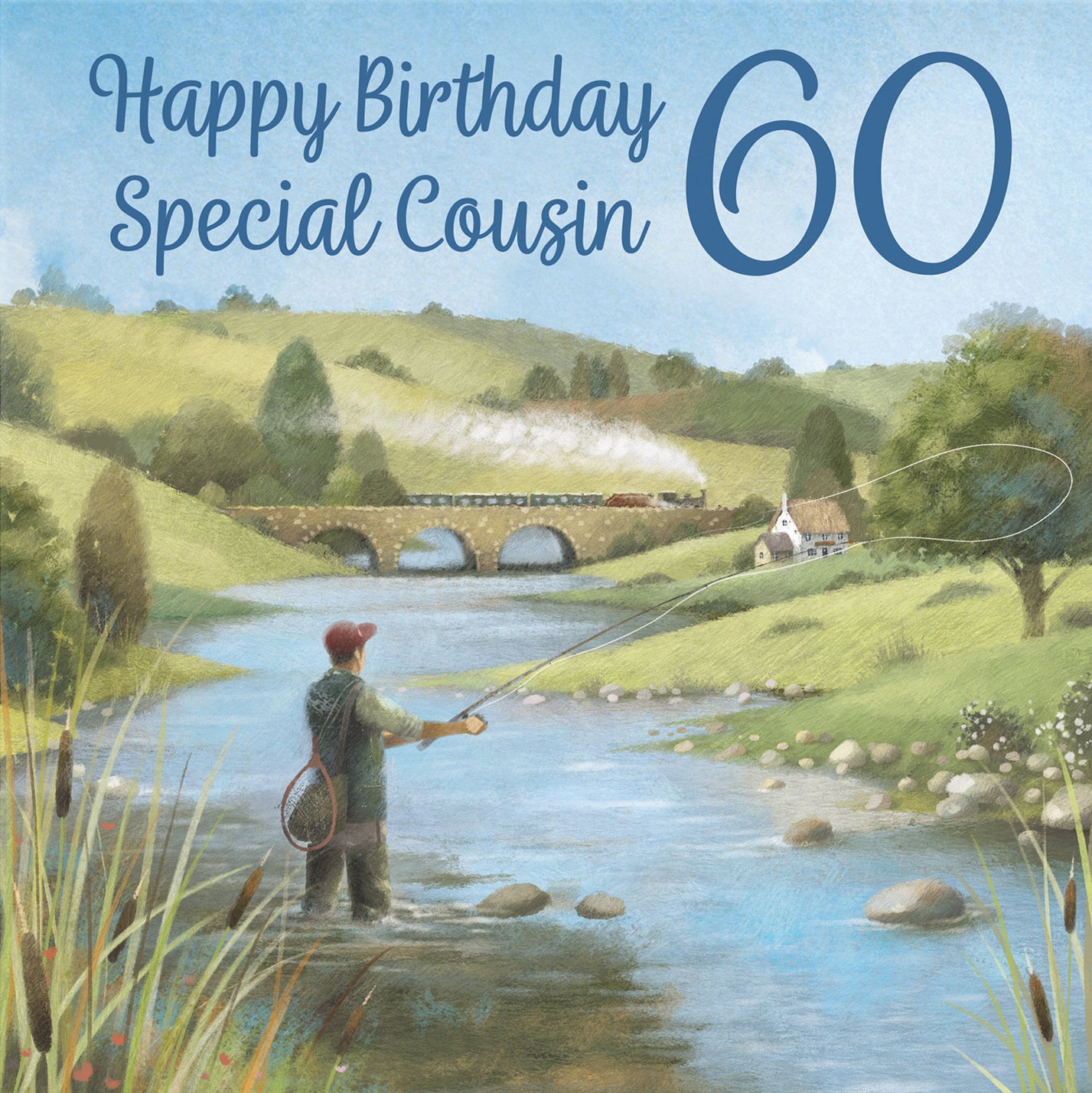 60th Cousin Fly Fishing Birthday Card Milo's Gallery - Default Title (B0CQWS915F)