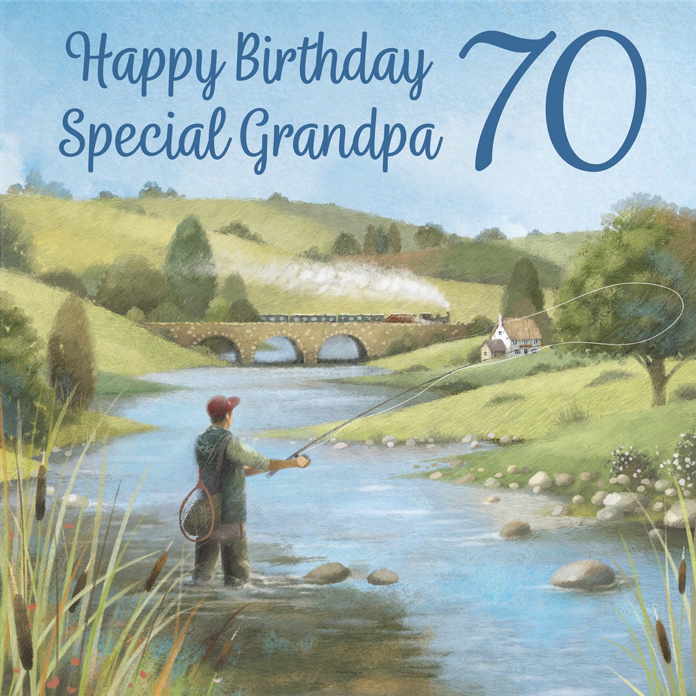 70th Grandpa Fly Fishing Birthday Card Milo's Gallery - Default Title (B0CQWSFRM2)