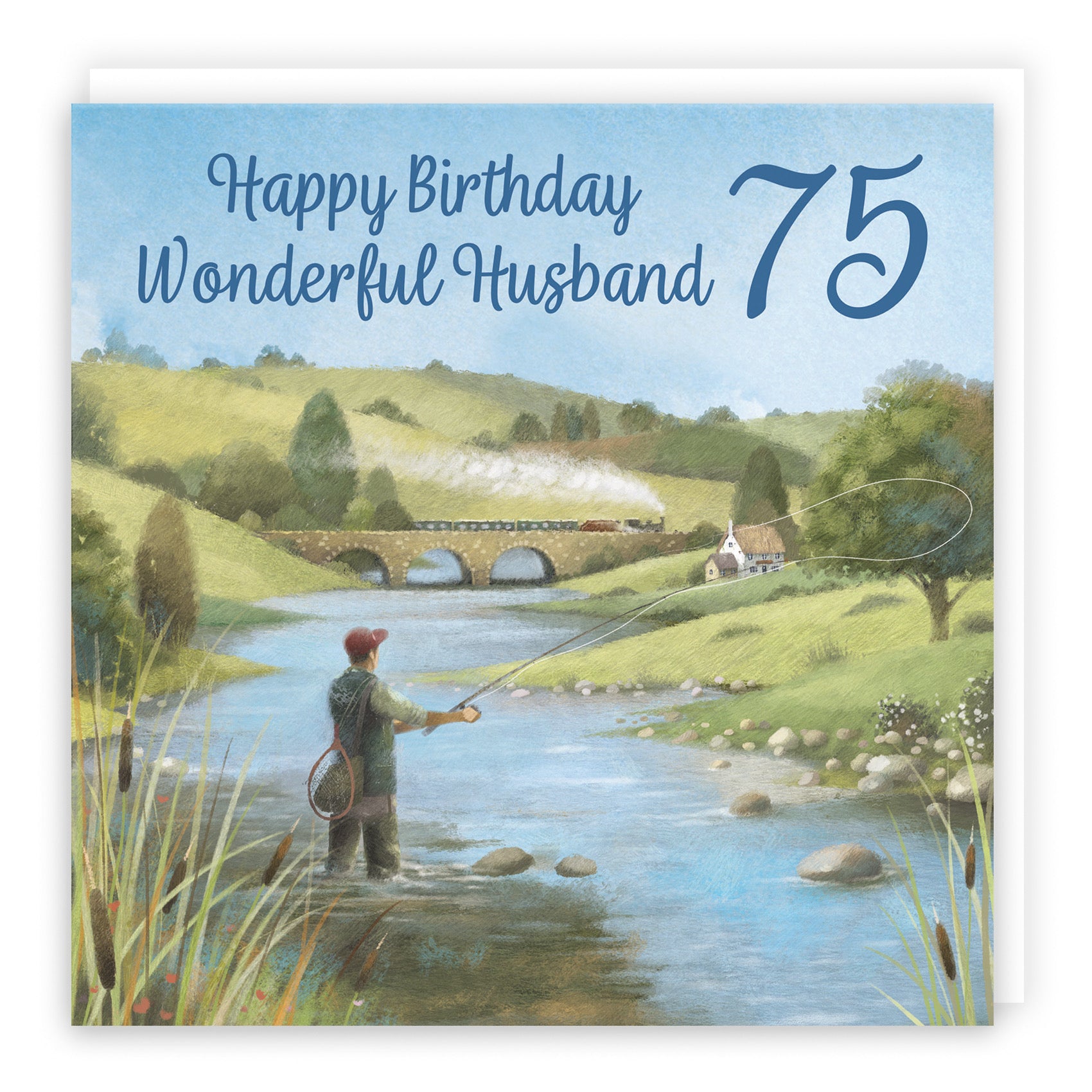 75th Husband Fly Fishing Birthday Card Milo's Gallery - Default Title (B0CQWSJ2V9)