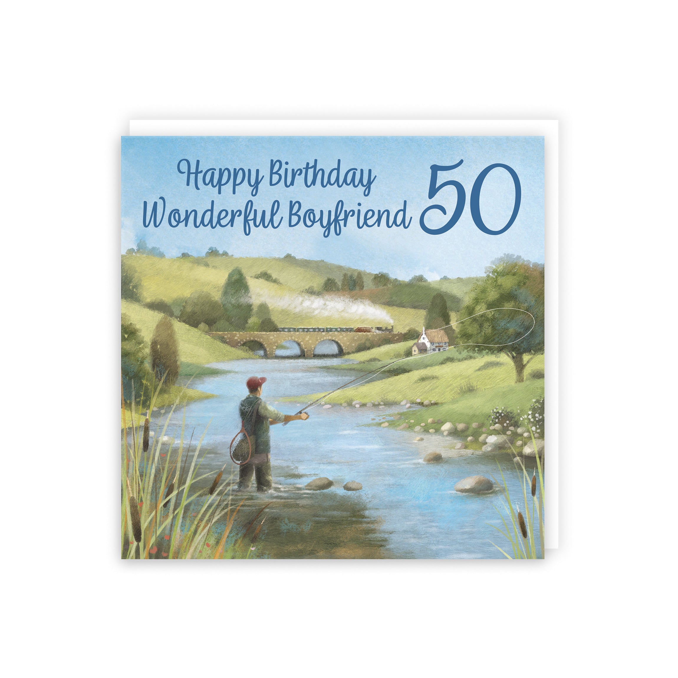 50th Boyfriend Fly Fishing Birthday Card Milo's Gallery - Default Title (B0CQWT6Q2X)