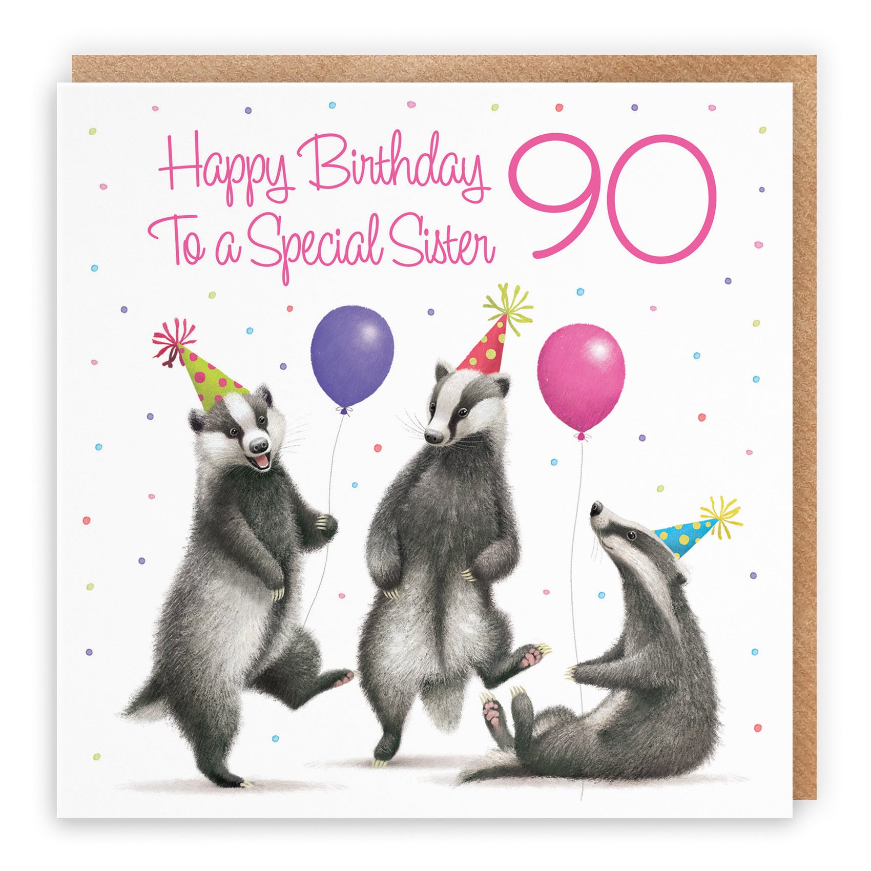 90th Sister Badgers Birthday Card Milo's Gallery - Default Title (B0CRXMDDGN)