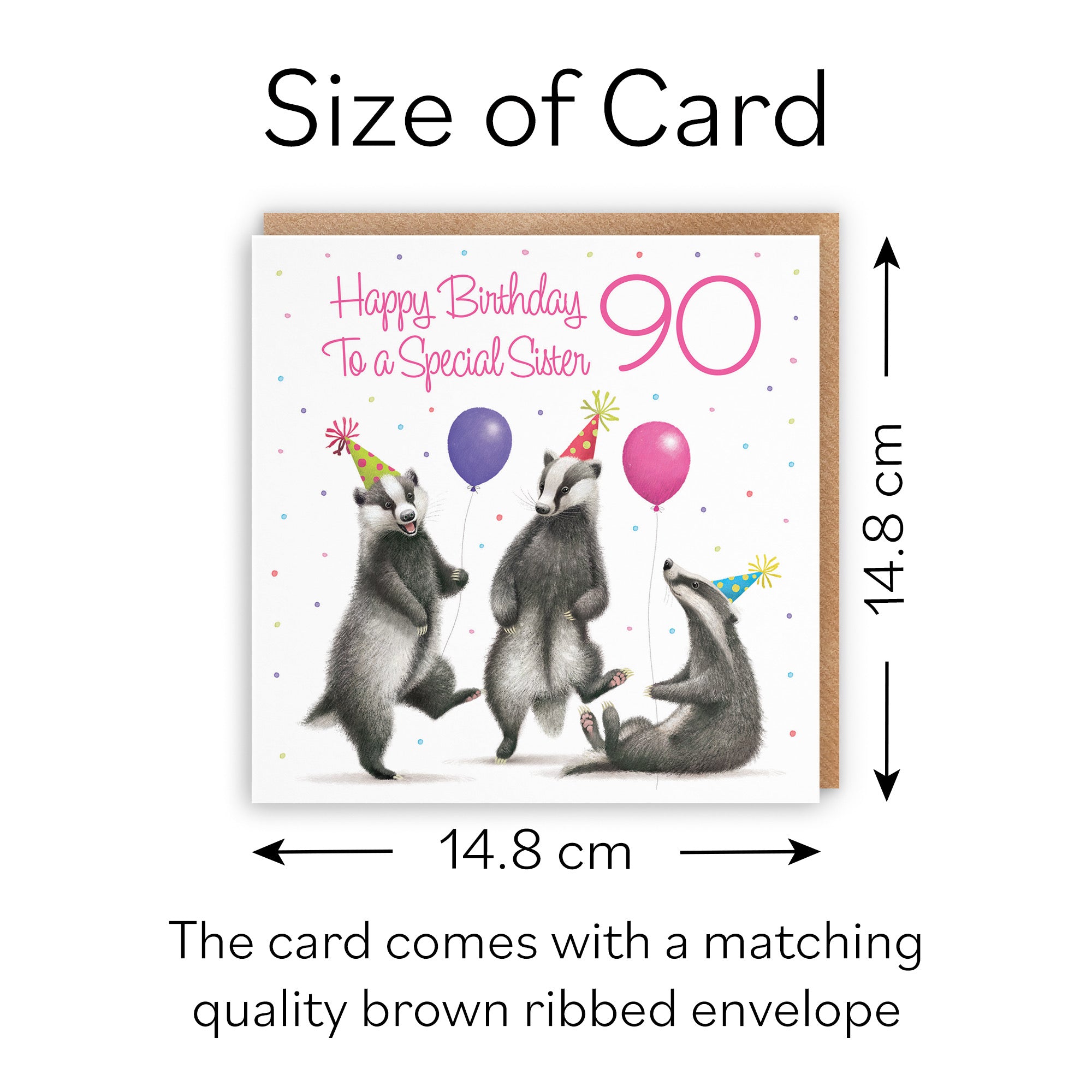 90th Sister Badgers Birthday Card Milo's Gallery - Default Title (B0CRXMDDGN)