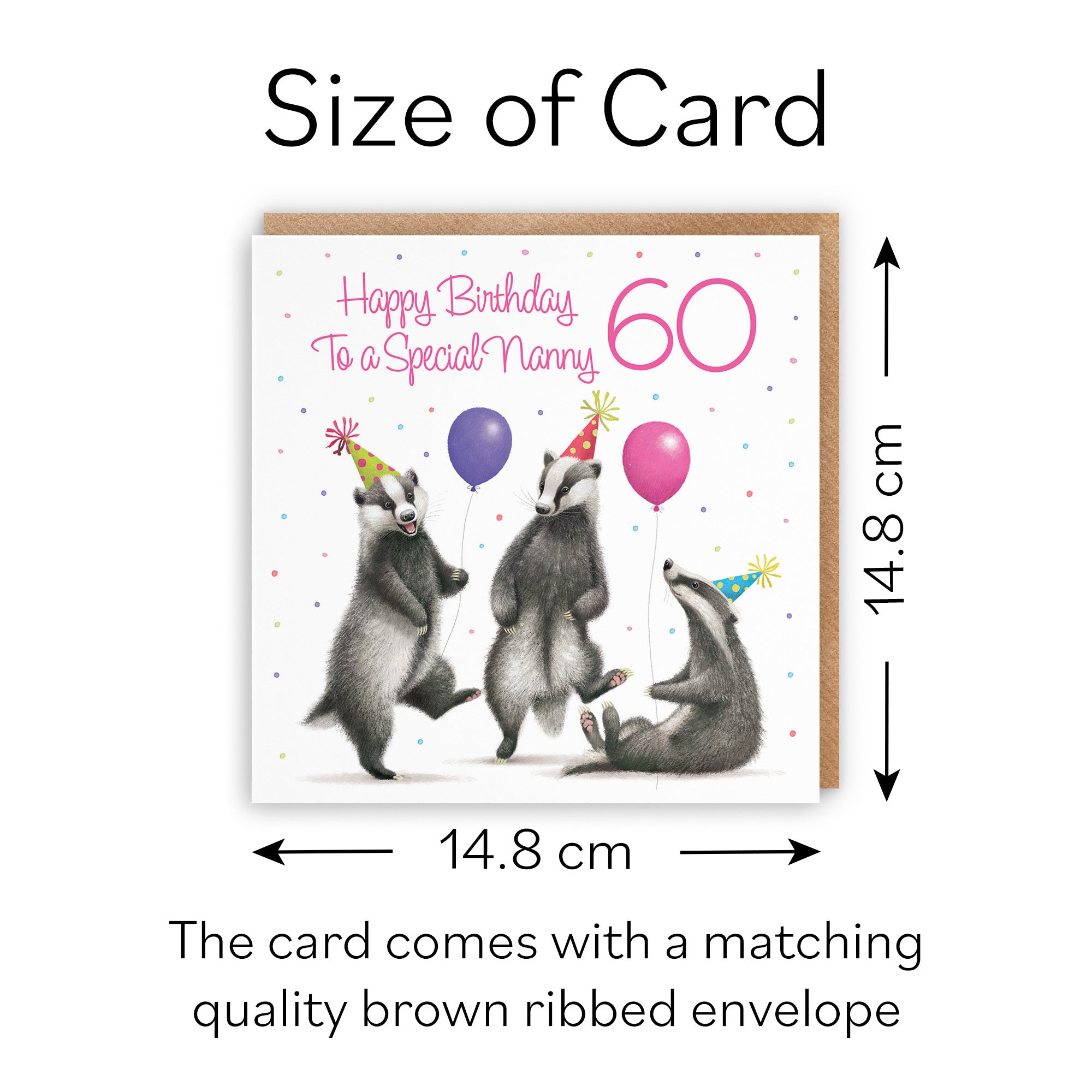 60th Nanny Badgers Birthday Card Milo's Gallery - Default Title (B0CRXPFCH7)