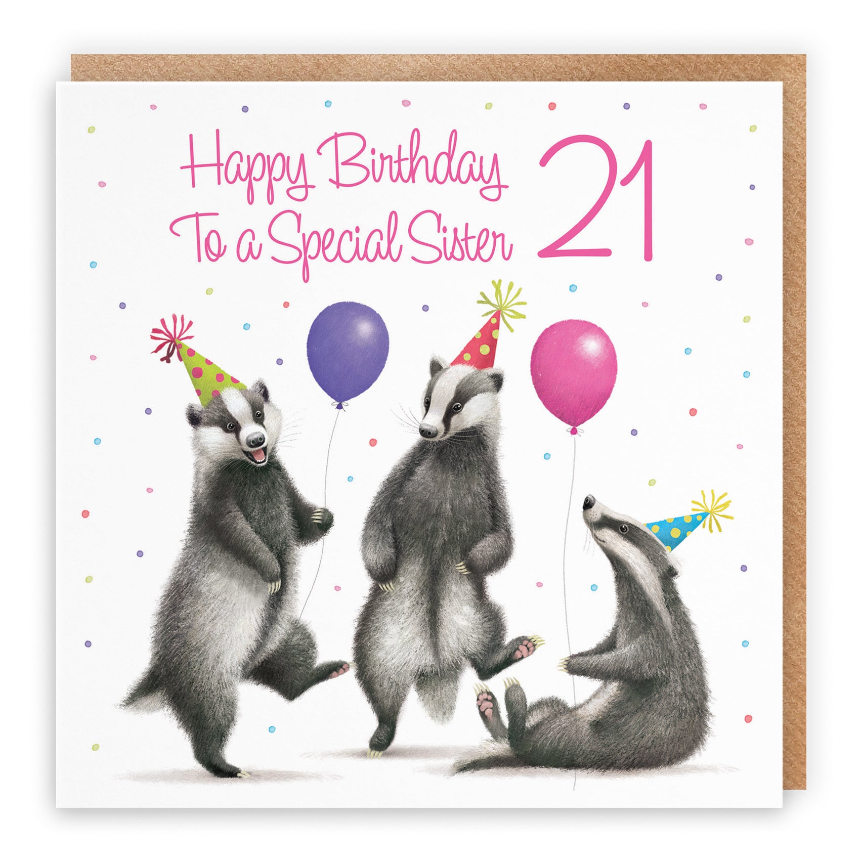 21st Sister Badgers Birthday Card Milo's Gallery - Default Title (B0CRXSXM6N)