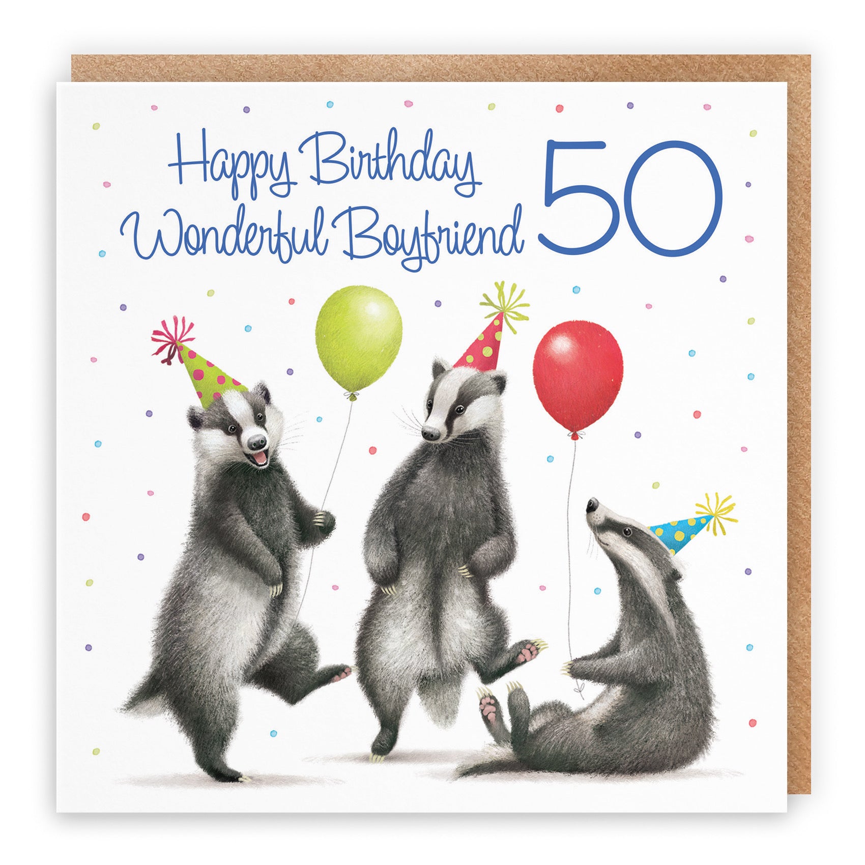 50th Boyfriend Badgers Birthday Card Milo's Gallery - Default Title (B0CRXT35K9)